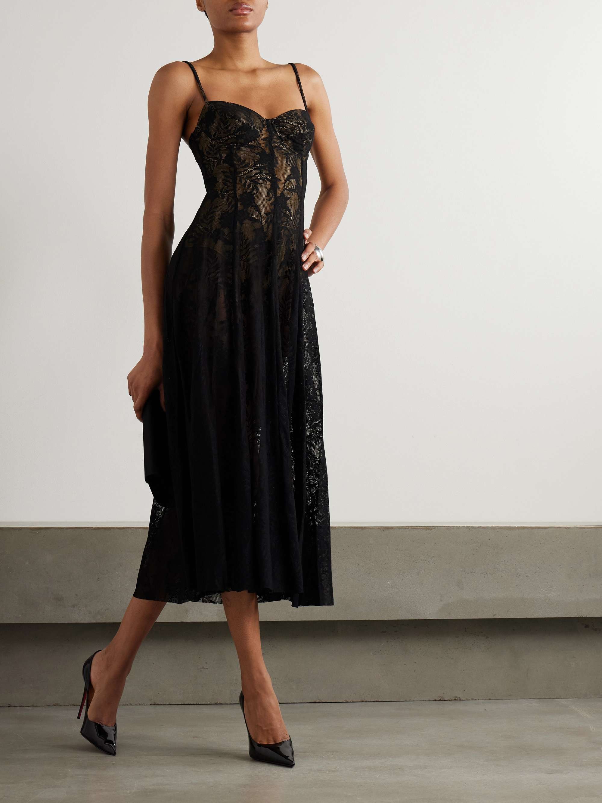 Stretch-lace midi dress view
