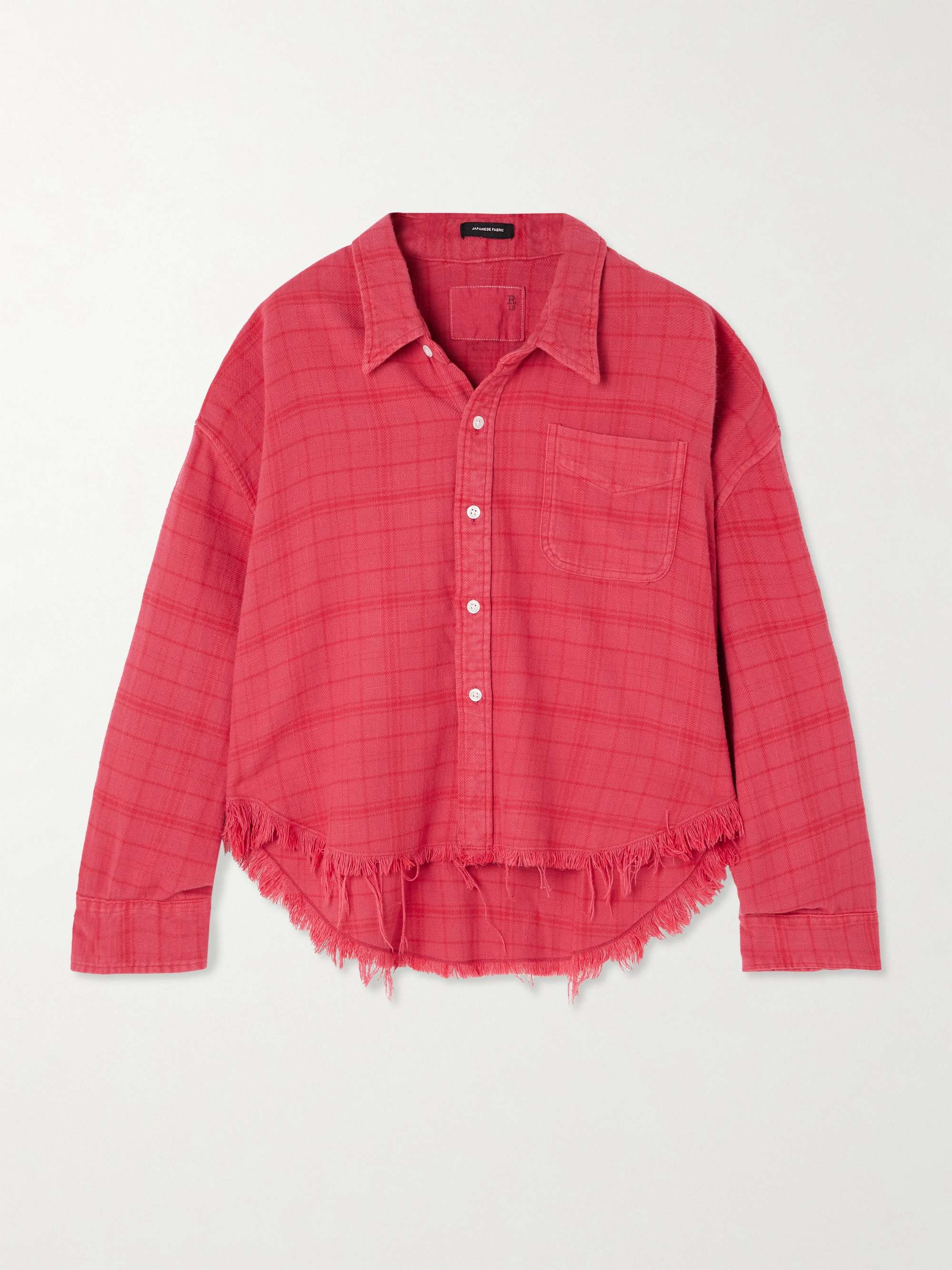Frayed checked cotton-flannel shirt view