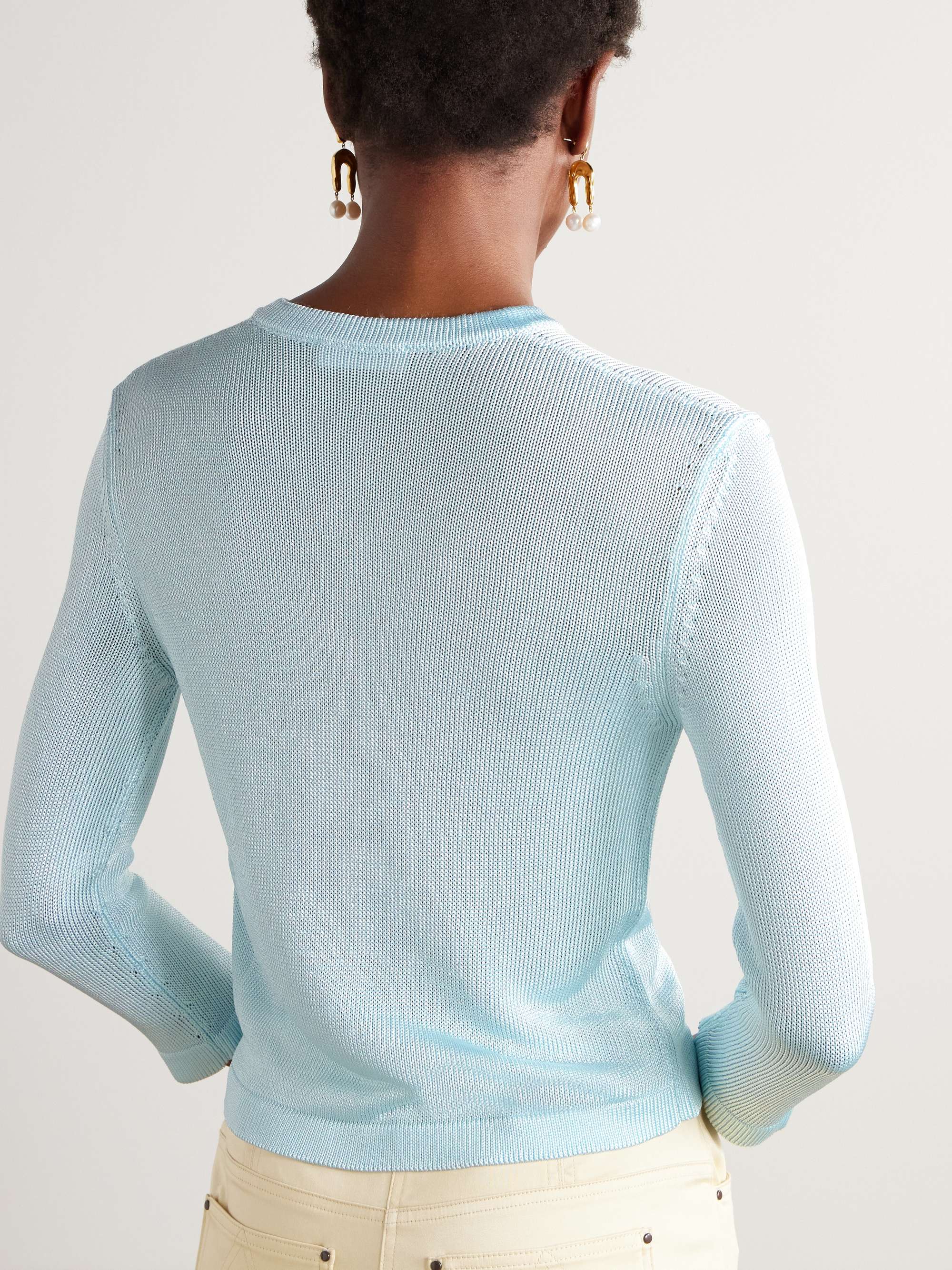 Appliquéd knitted cardigan view