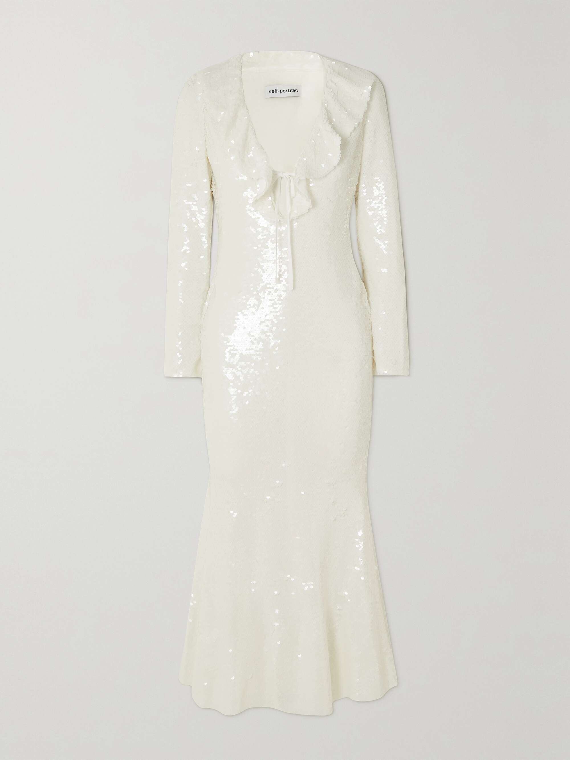 Ruffled sequined stretch-tulle midi dress view