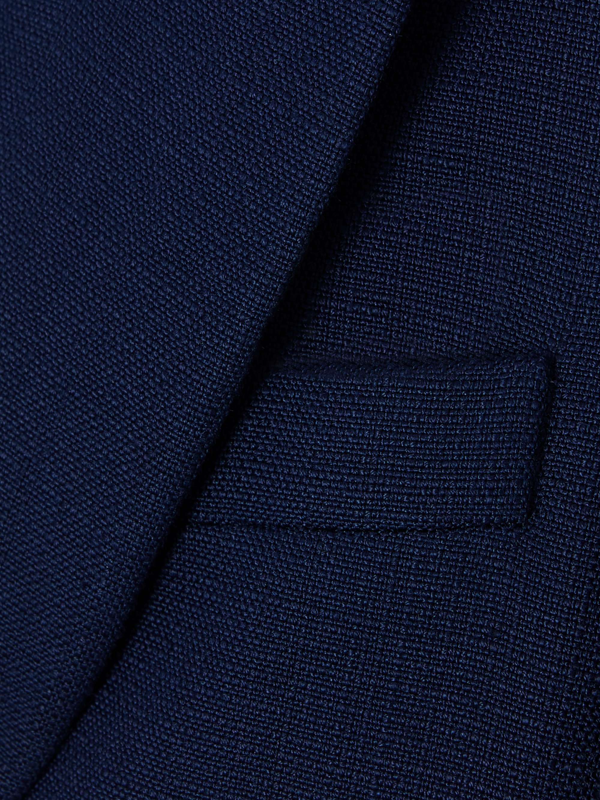 Cropped satin-trimmed woven blazer view
