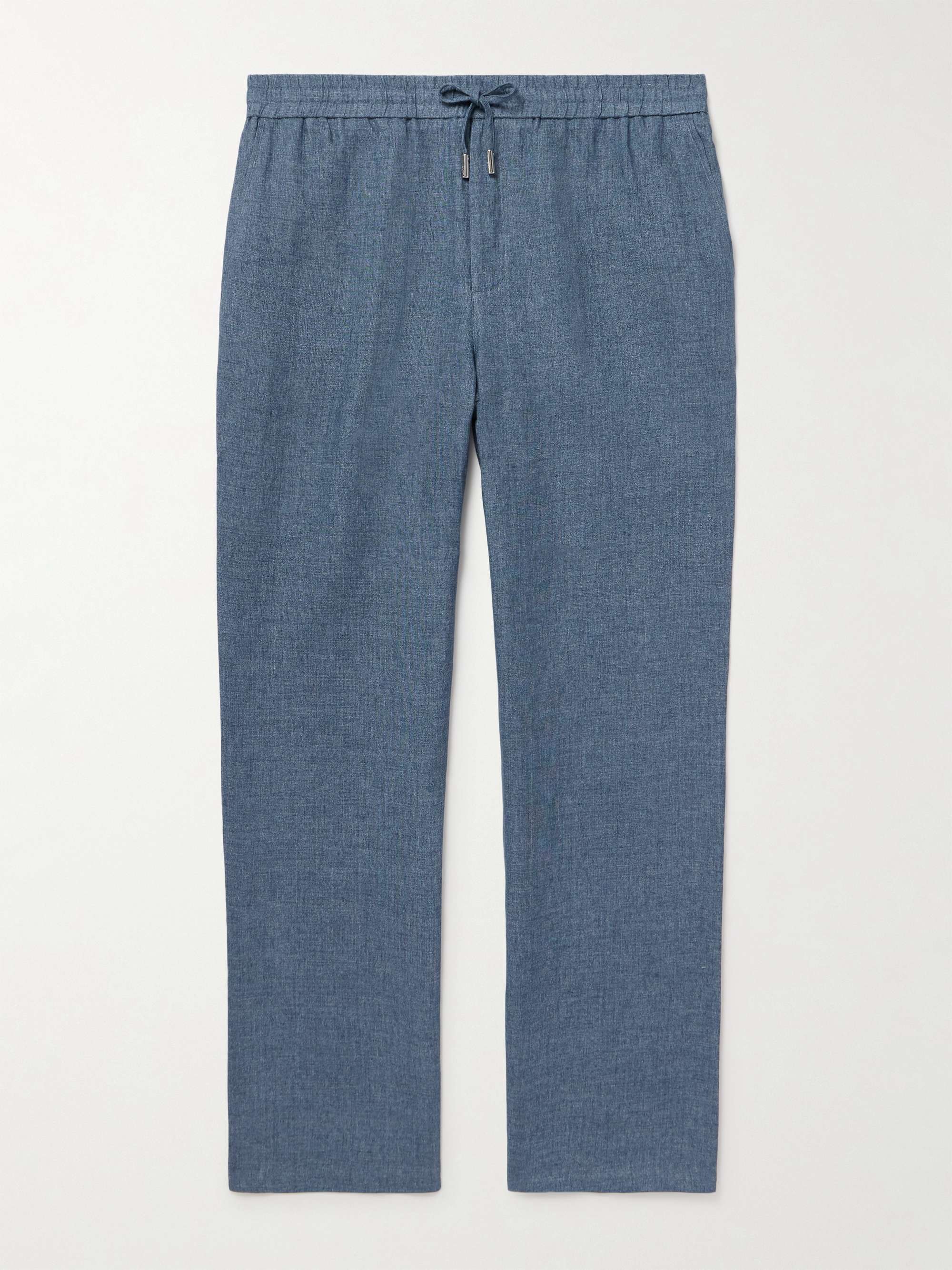 Edward Straight-Leg Linen-Chambray Drawstring Trousers view