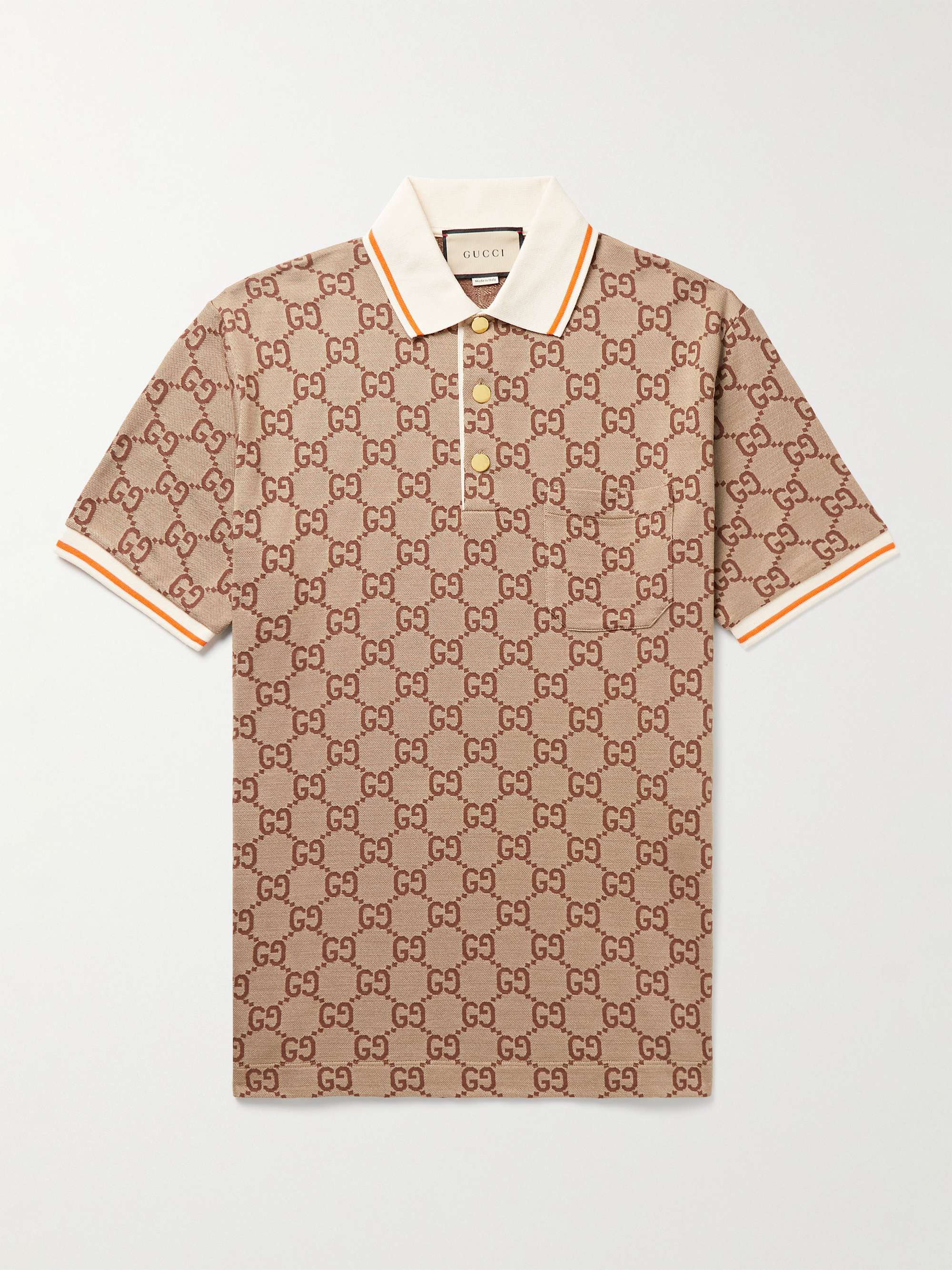 Logo-Jacquard Silk and Cotton-Blend Polo Shirt view