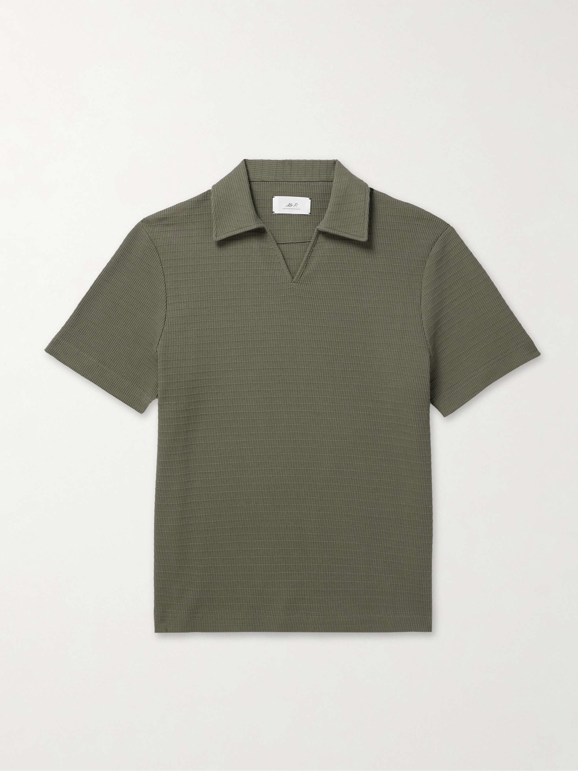 Ribbed Organic Cotton-Jersey Polo Shirt view