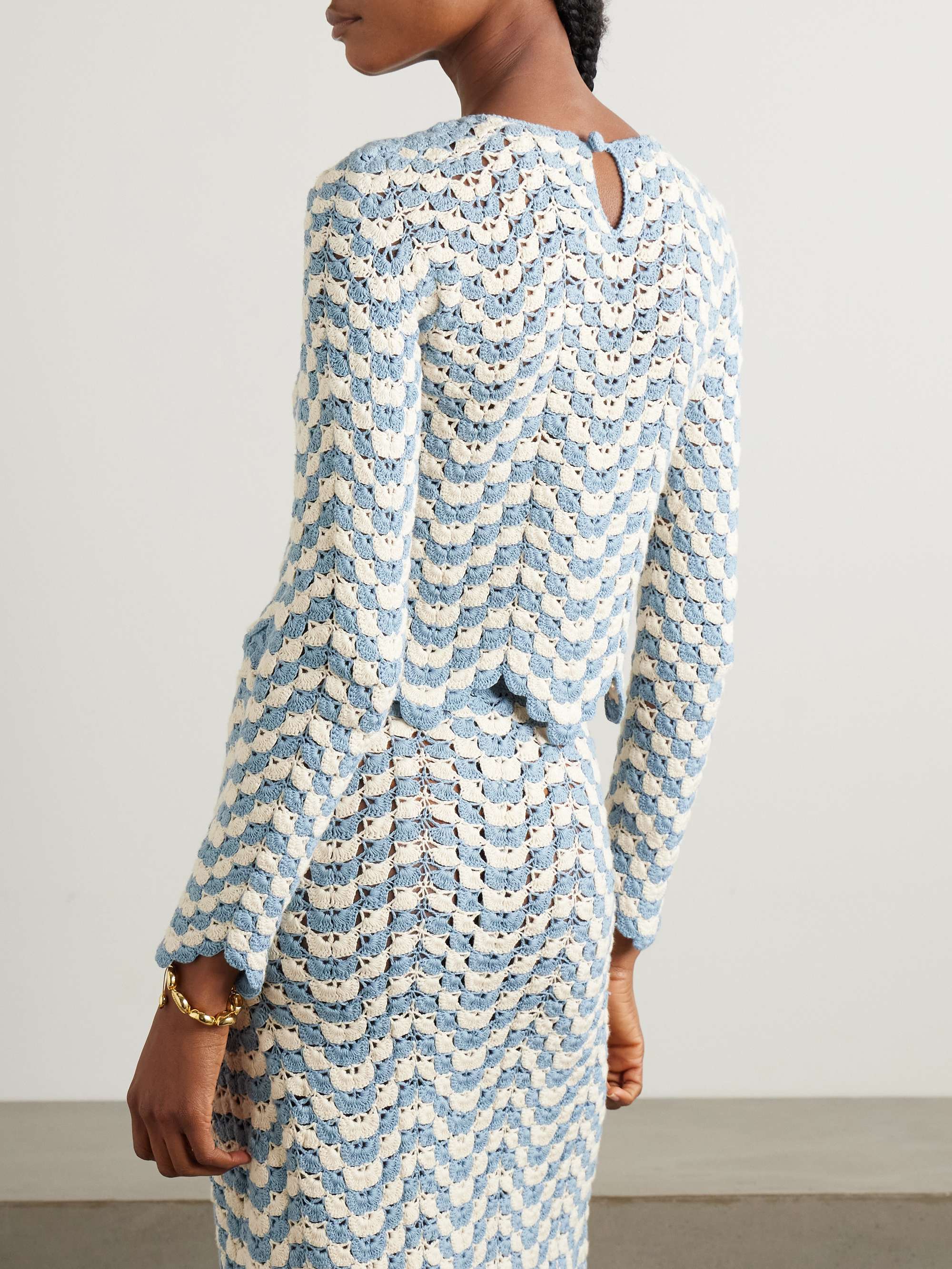 Cayo cropped crocheted cotton top view