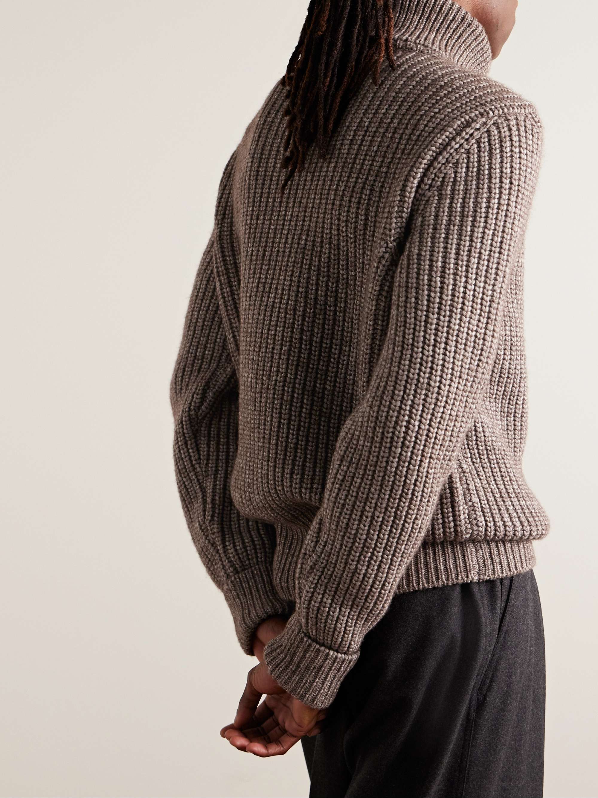 Ribbed Cotton, Yak and Virgin Wool-Blend Rollneck Sweater view