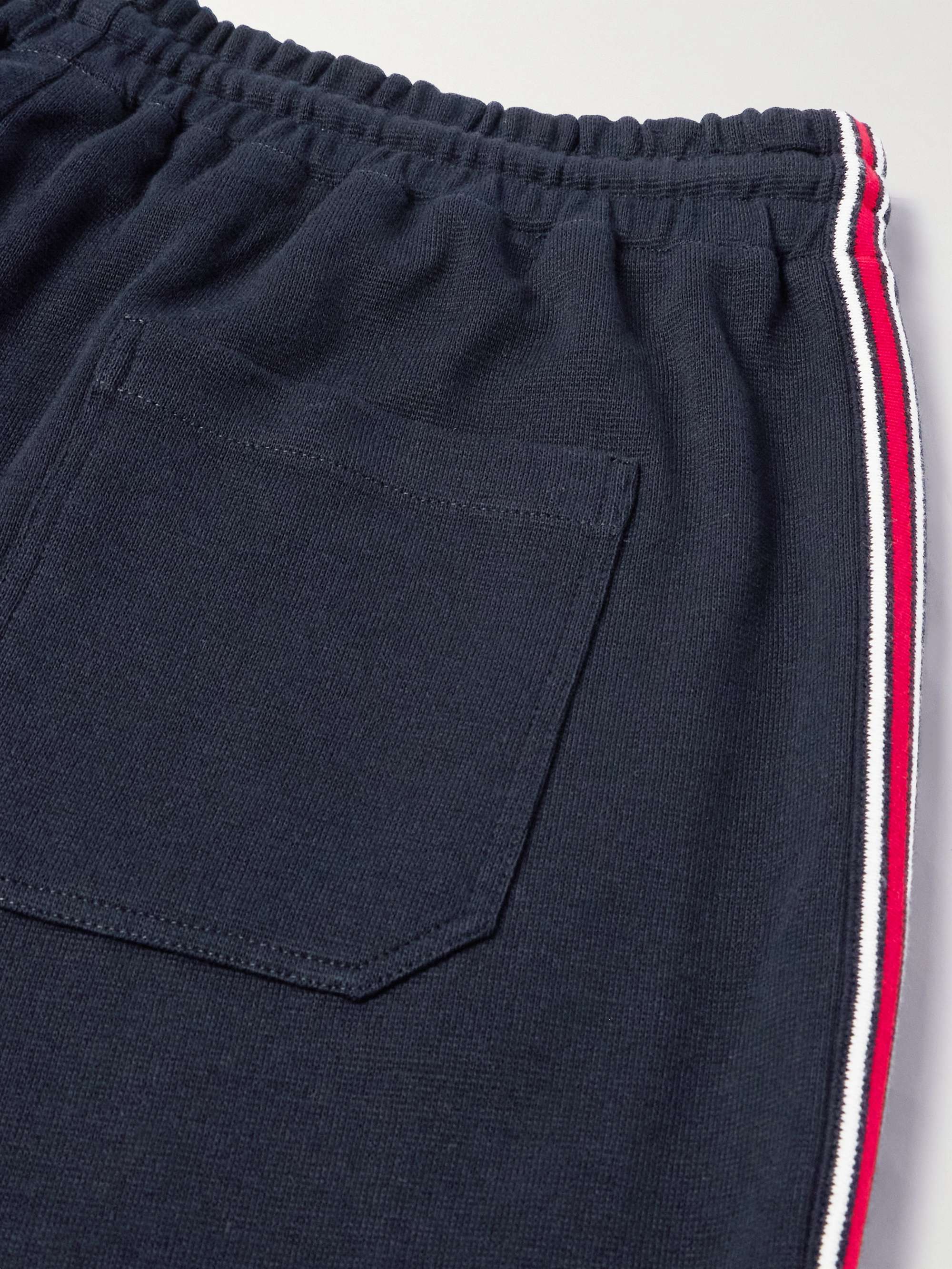 Straight-Leg Striped Logo-Embroidered Cotton Drawstring Shorts view