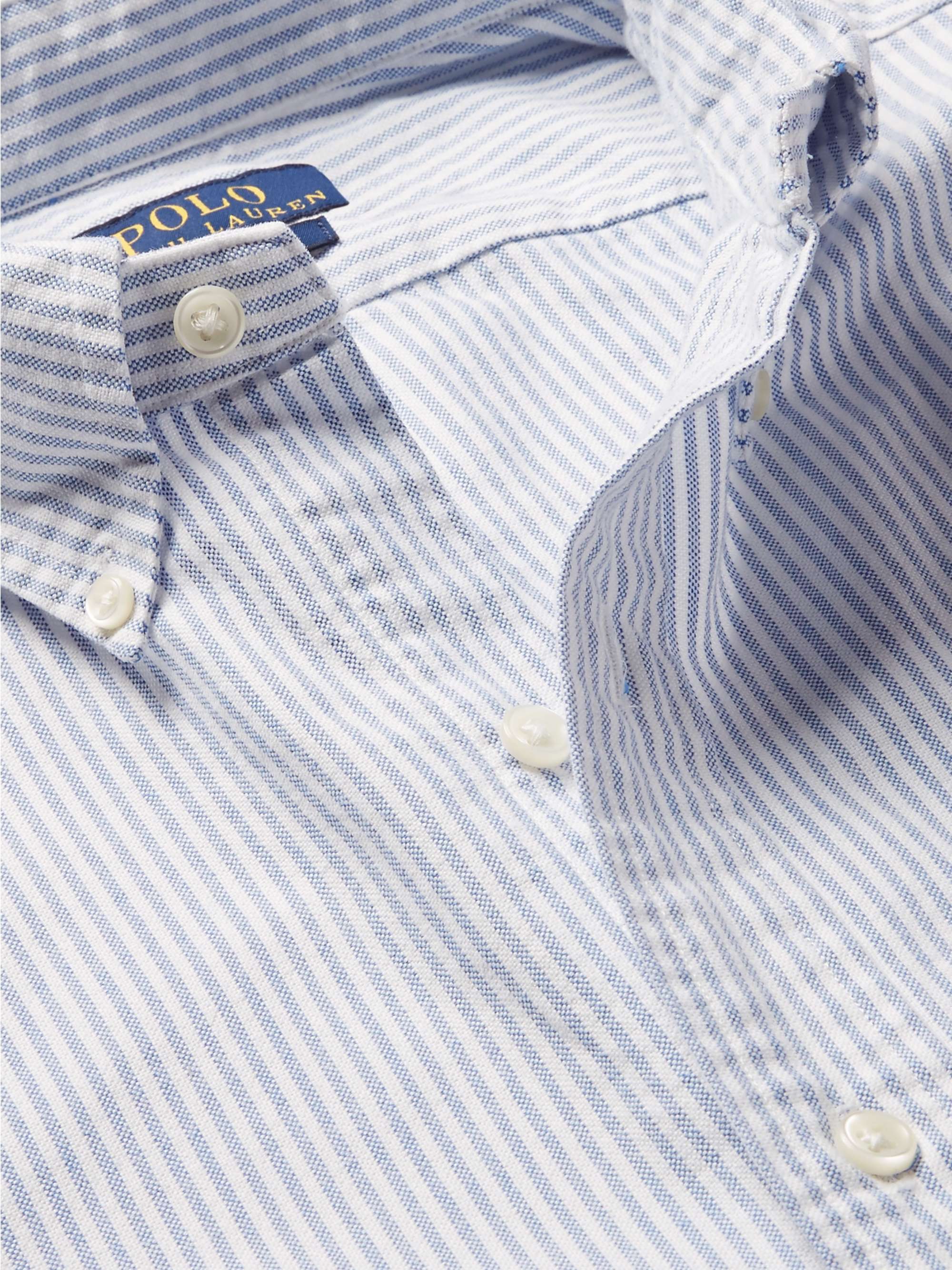 Slim-Fit Striped Cotton Oxford Shirt view