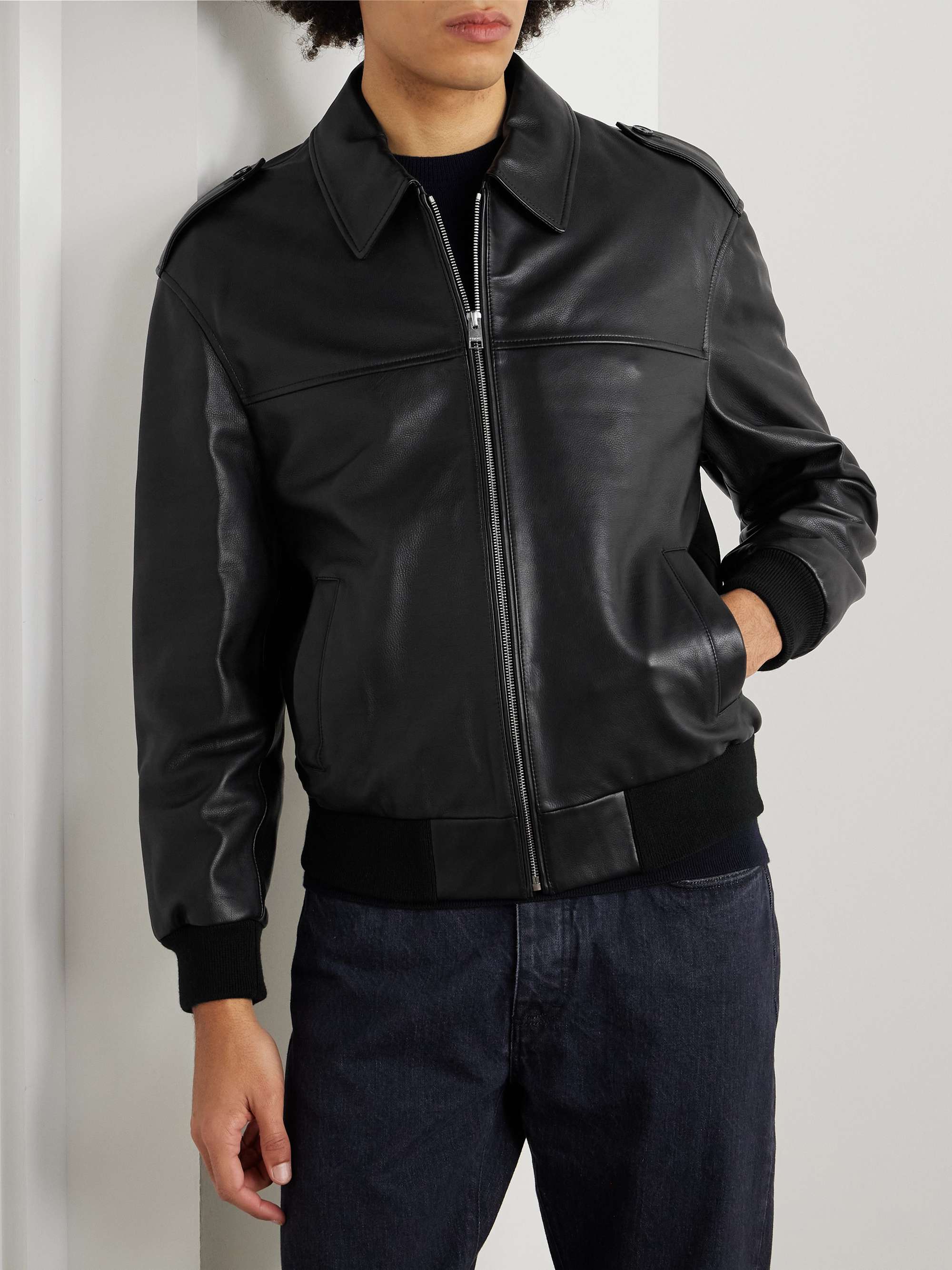 Full-Grain Leather Bomber Jacket view