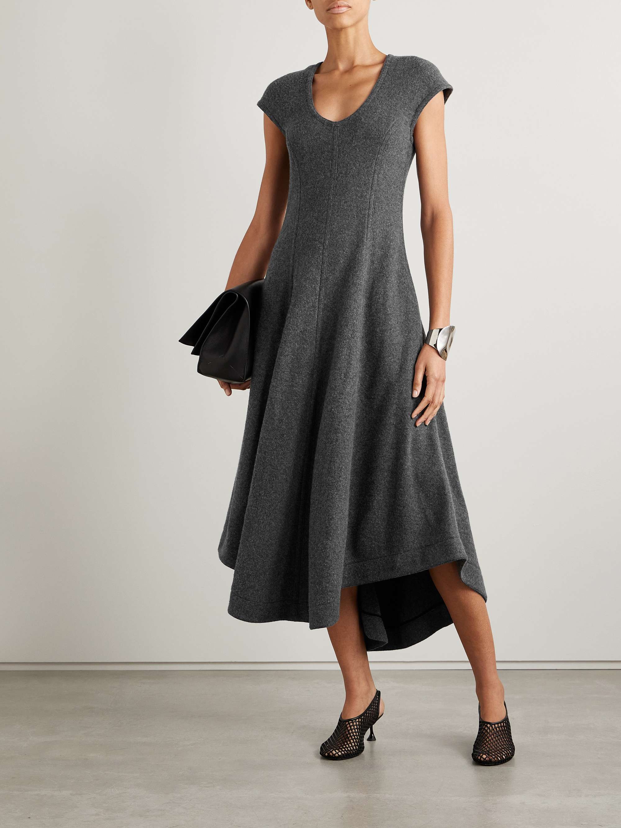 Delilah paneled felt midi dress view