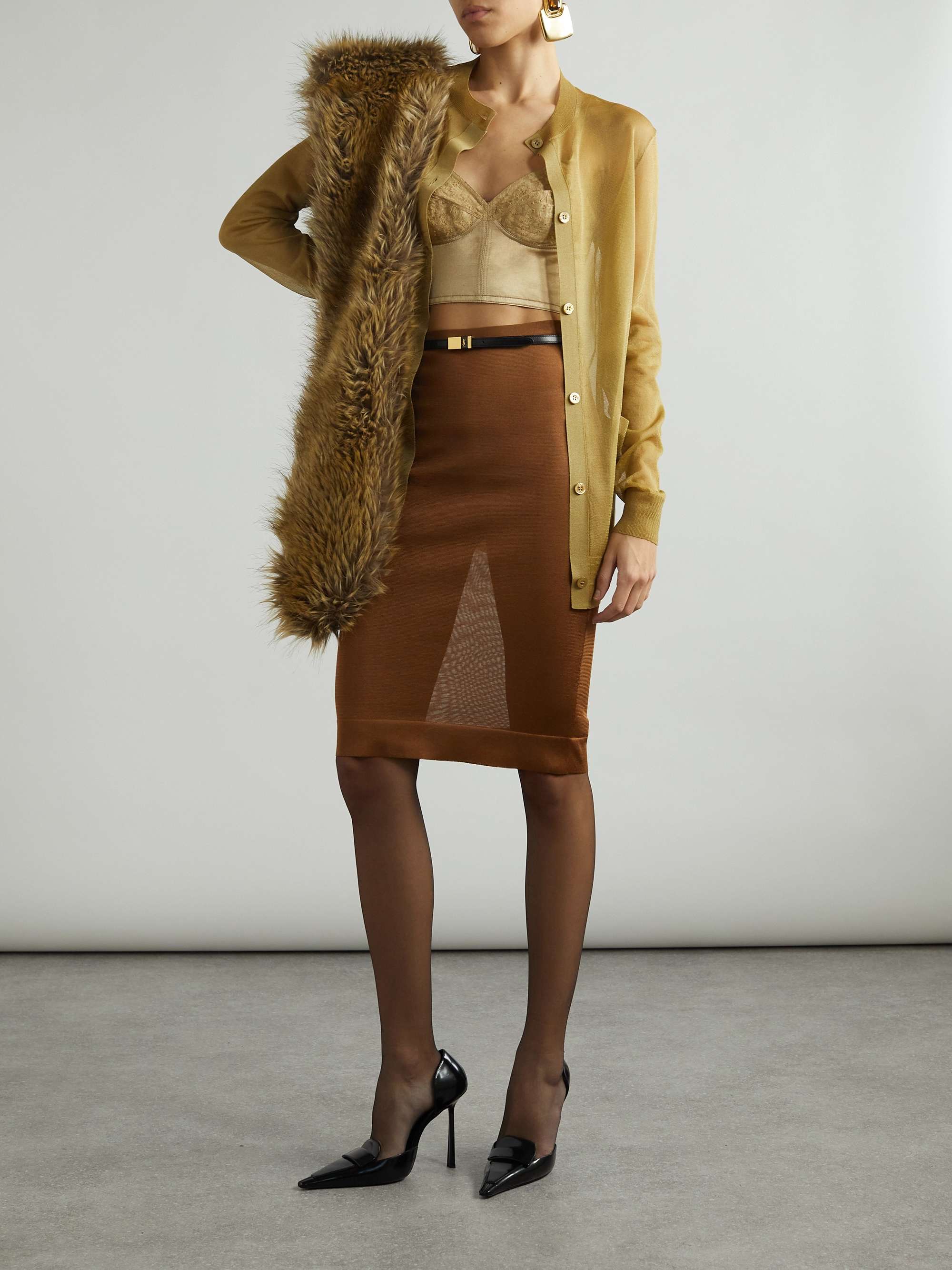 Satin-jersey midi skirt view