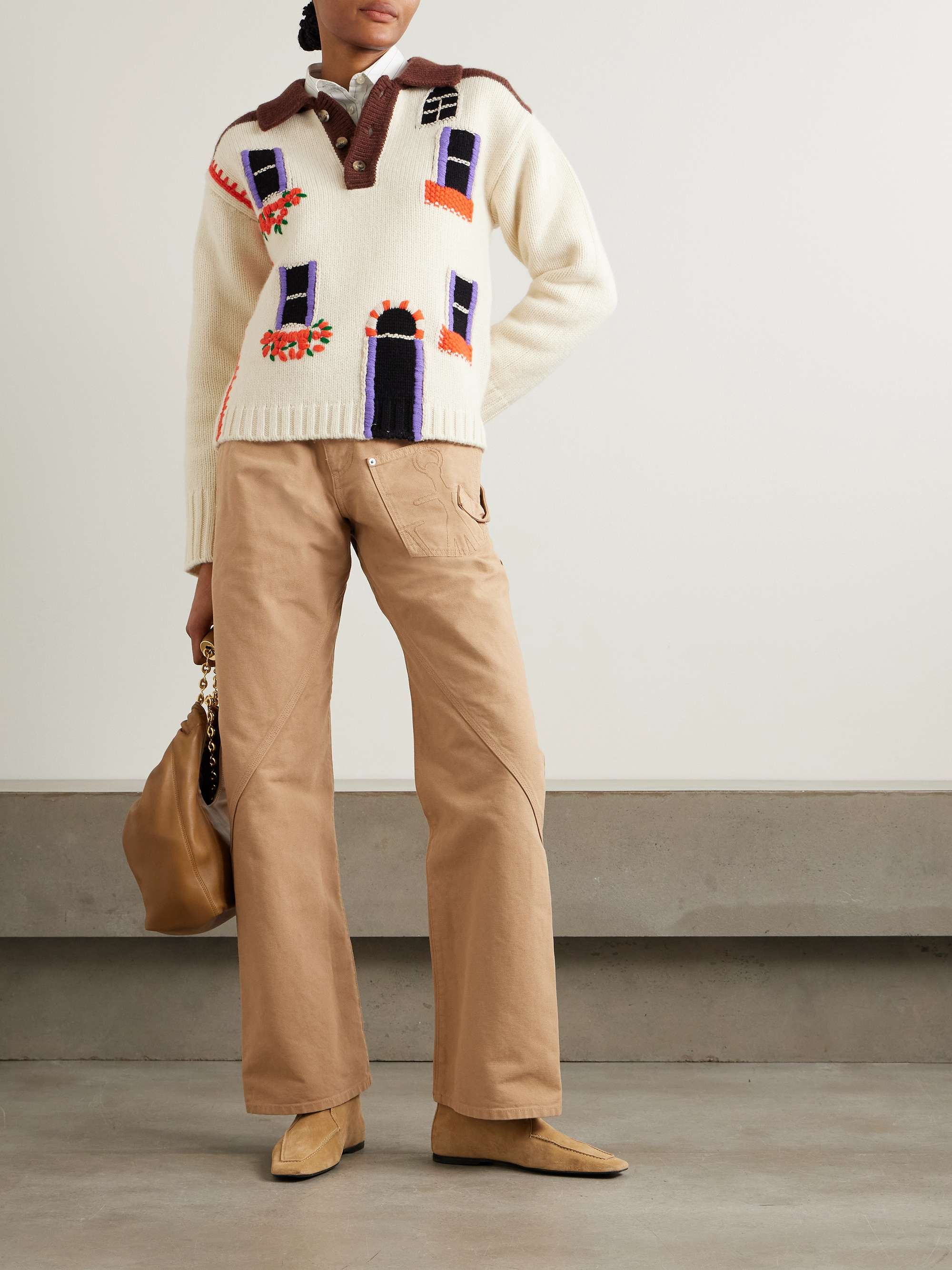 House intarsia-knit wool polo sweater view