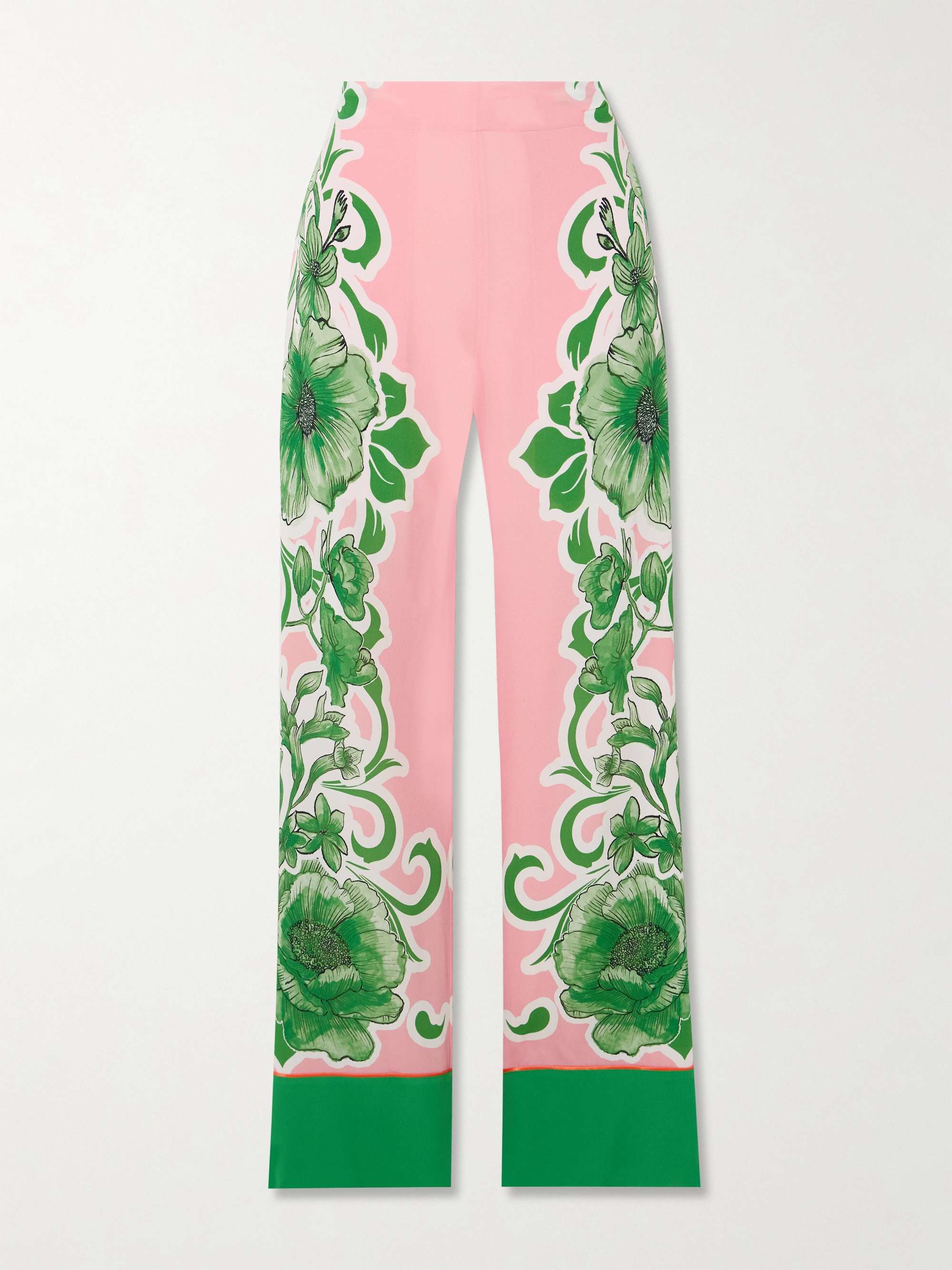 Havana floral-print crepe straight-leg pants view