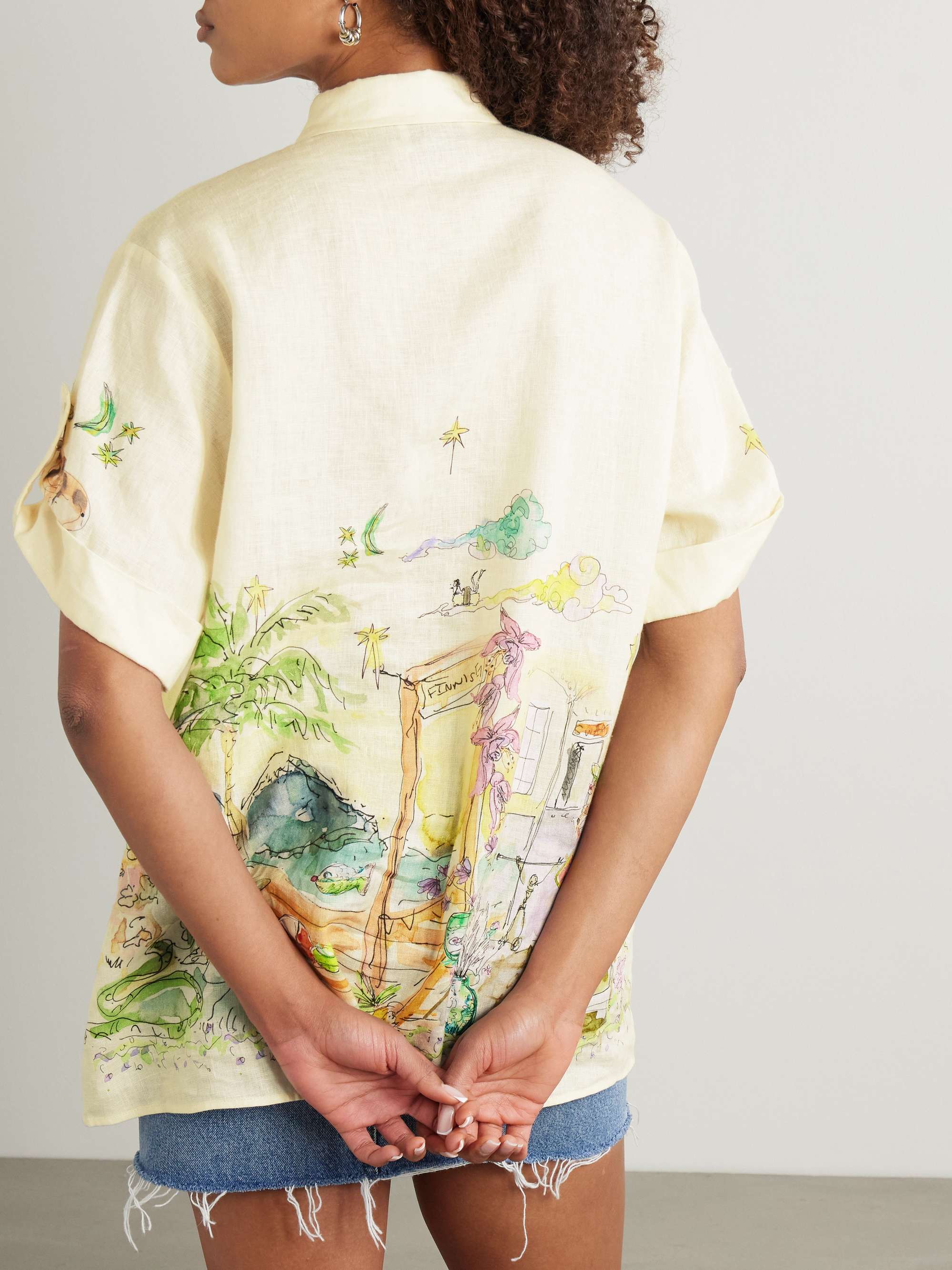 + Anouk Colantoni printed linen-gauze shirt view