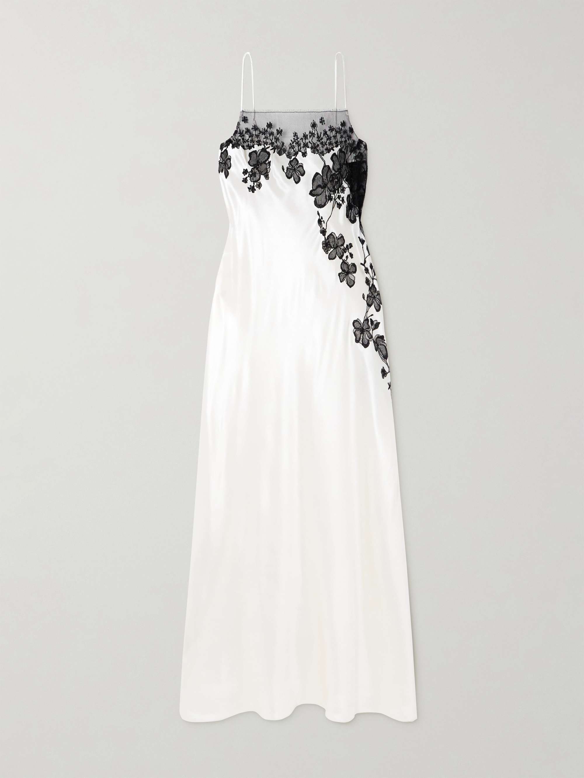 Lace-trimmed silk-satin nightdress view
