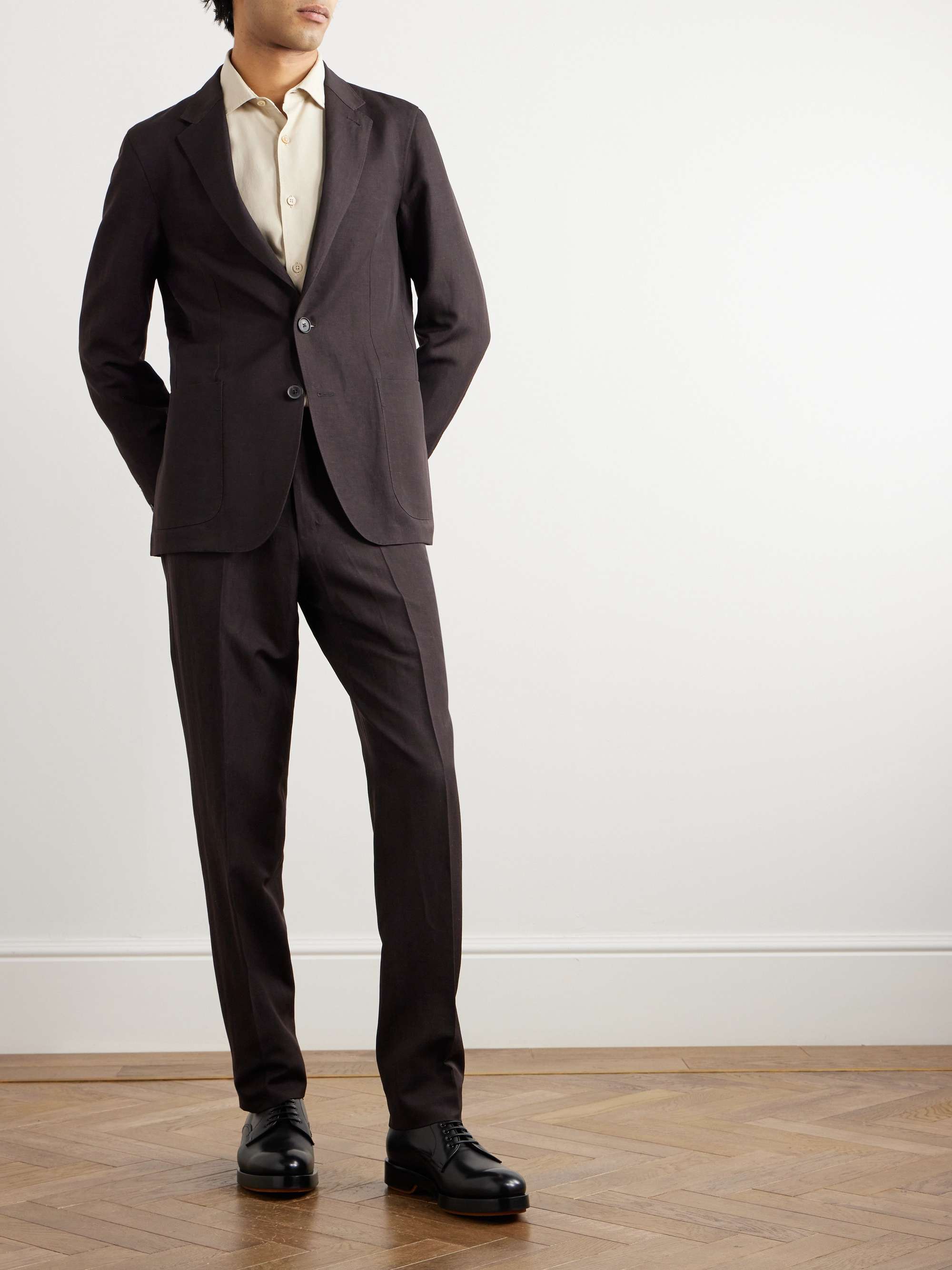 Slim-Fit Wool and Linen-Blend Suit Jacket view