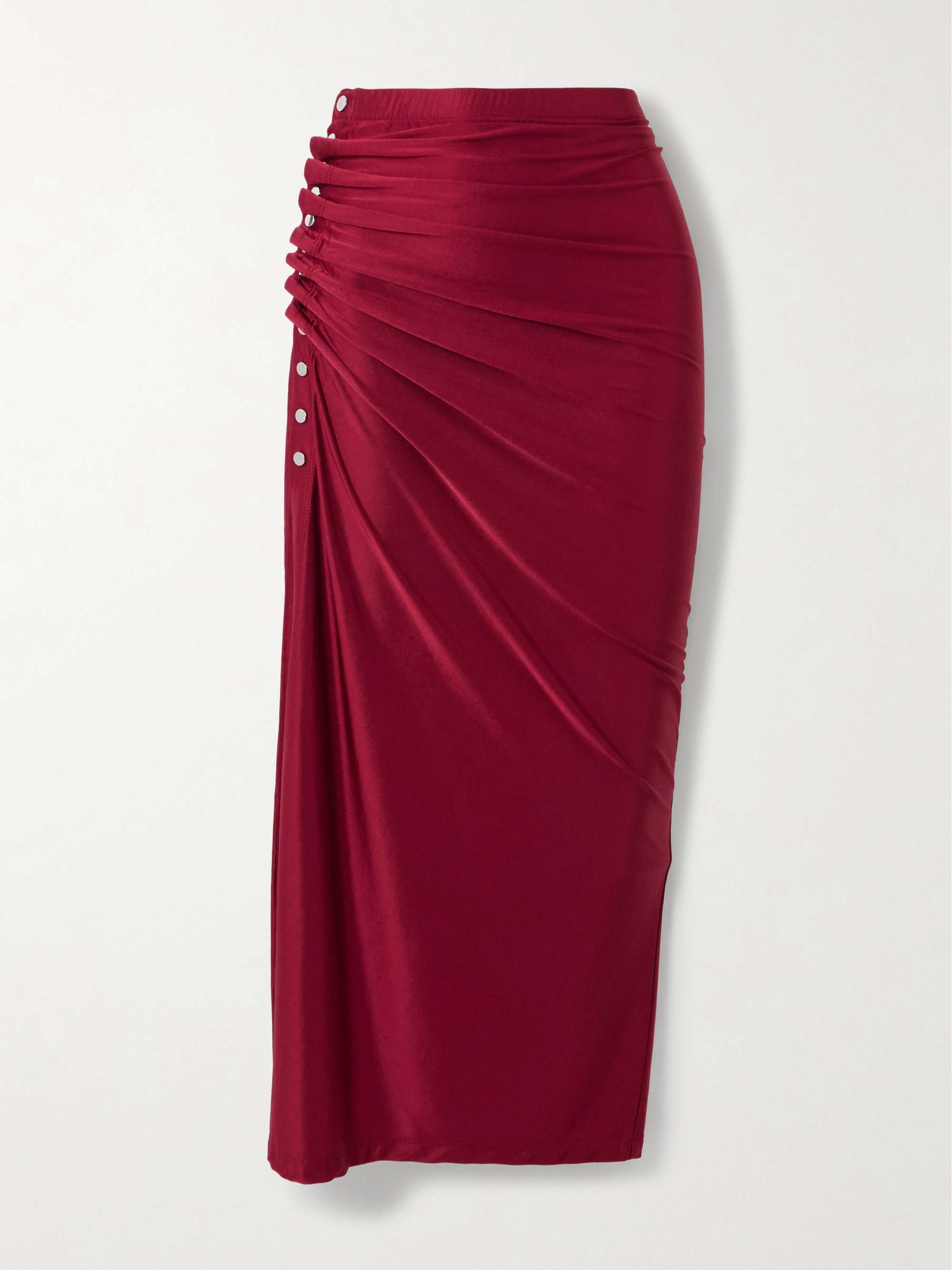 Gathered satin-jersey midi skirt view