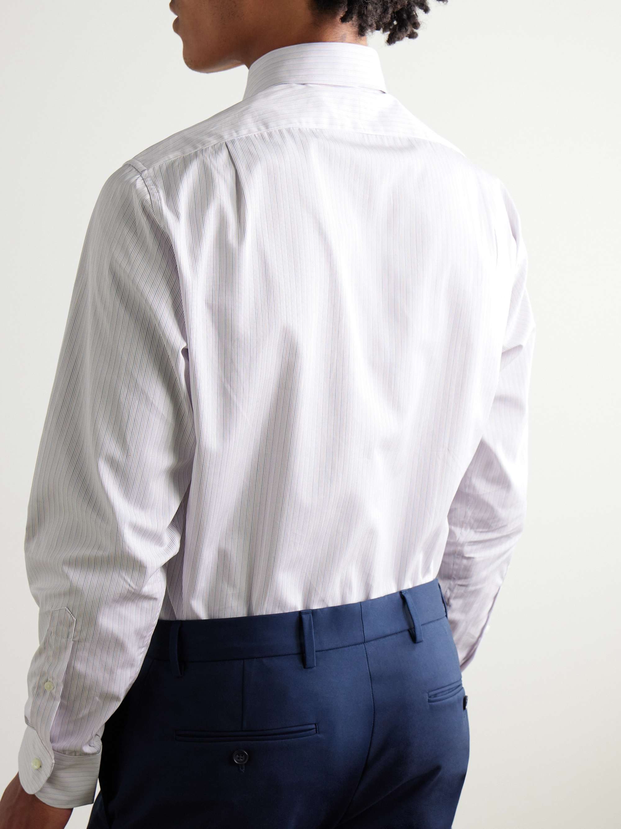 Slim-Fit Striped Cotton-Poplin Shirt view