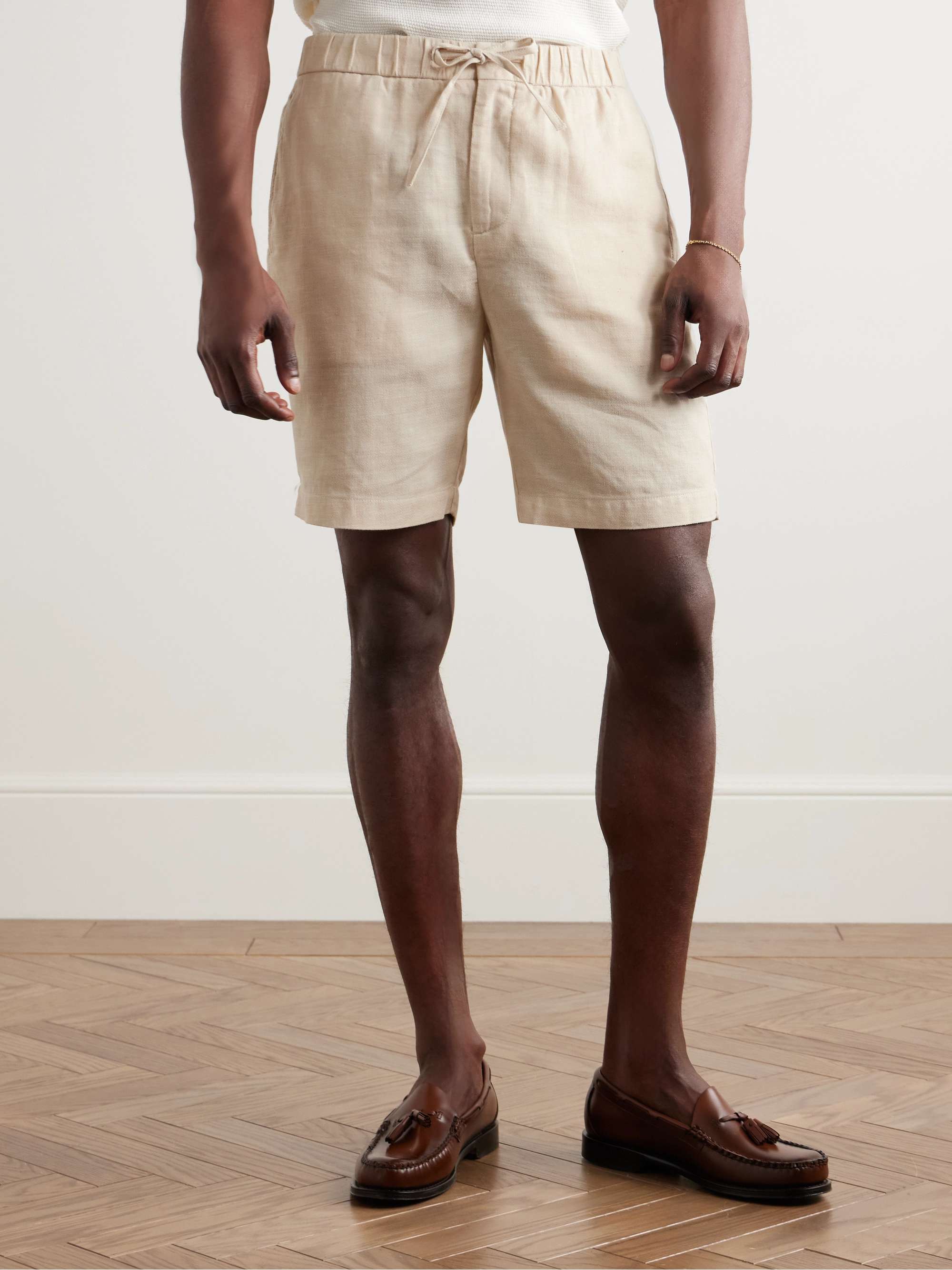 Felipe Straight-Leg Linen and Cotton-Blend Drawstring Shorts view