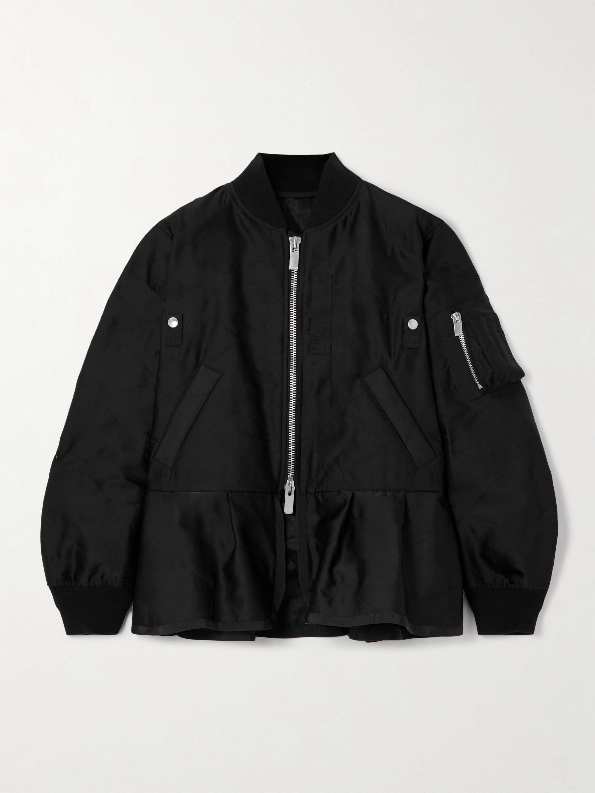 Grosgrain-trimmed quilted satin peplum jacket view