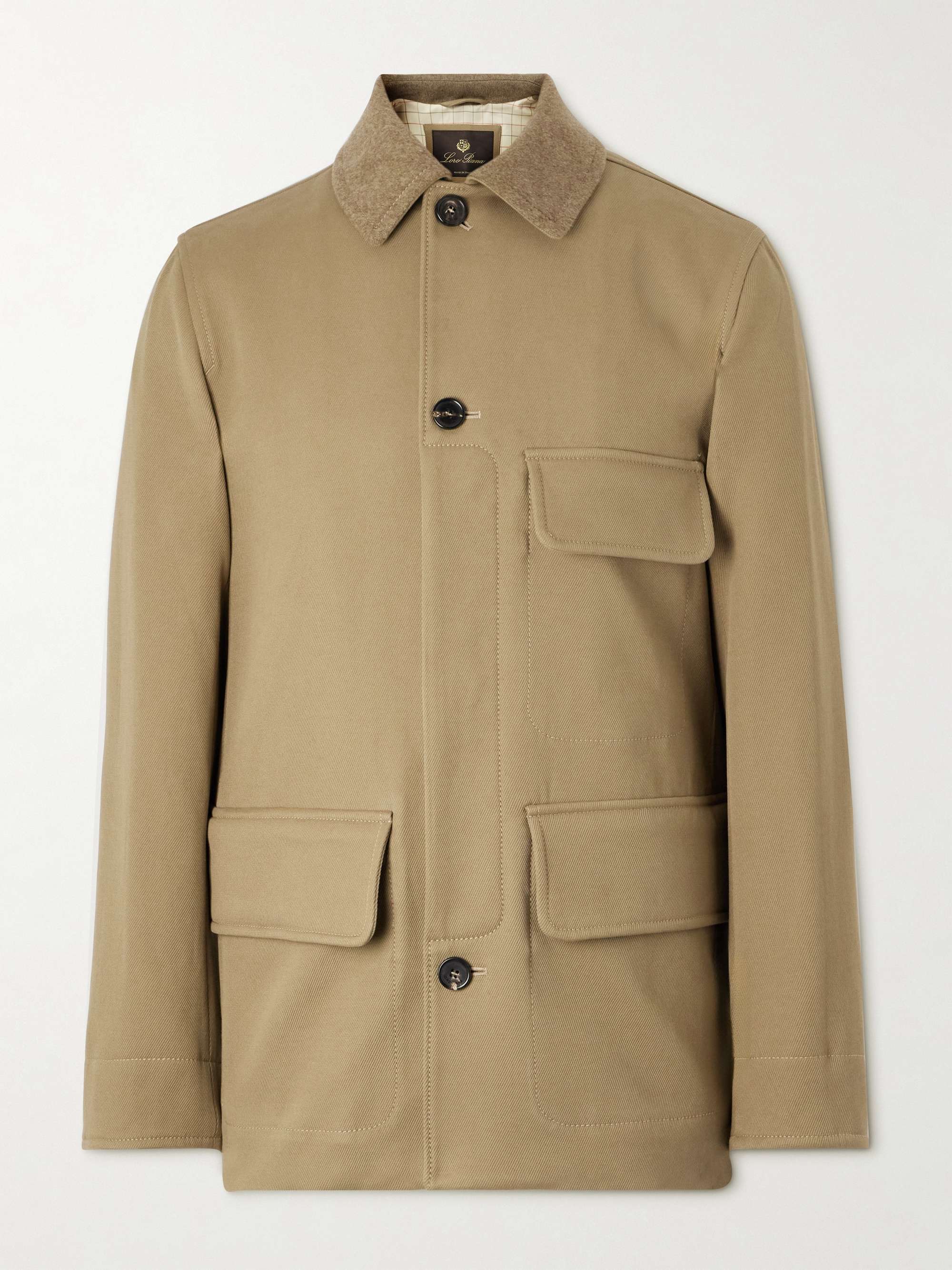 Barth Caban Felt and Leather-Trimmed Cotton-Gabardine Jacket view