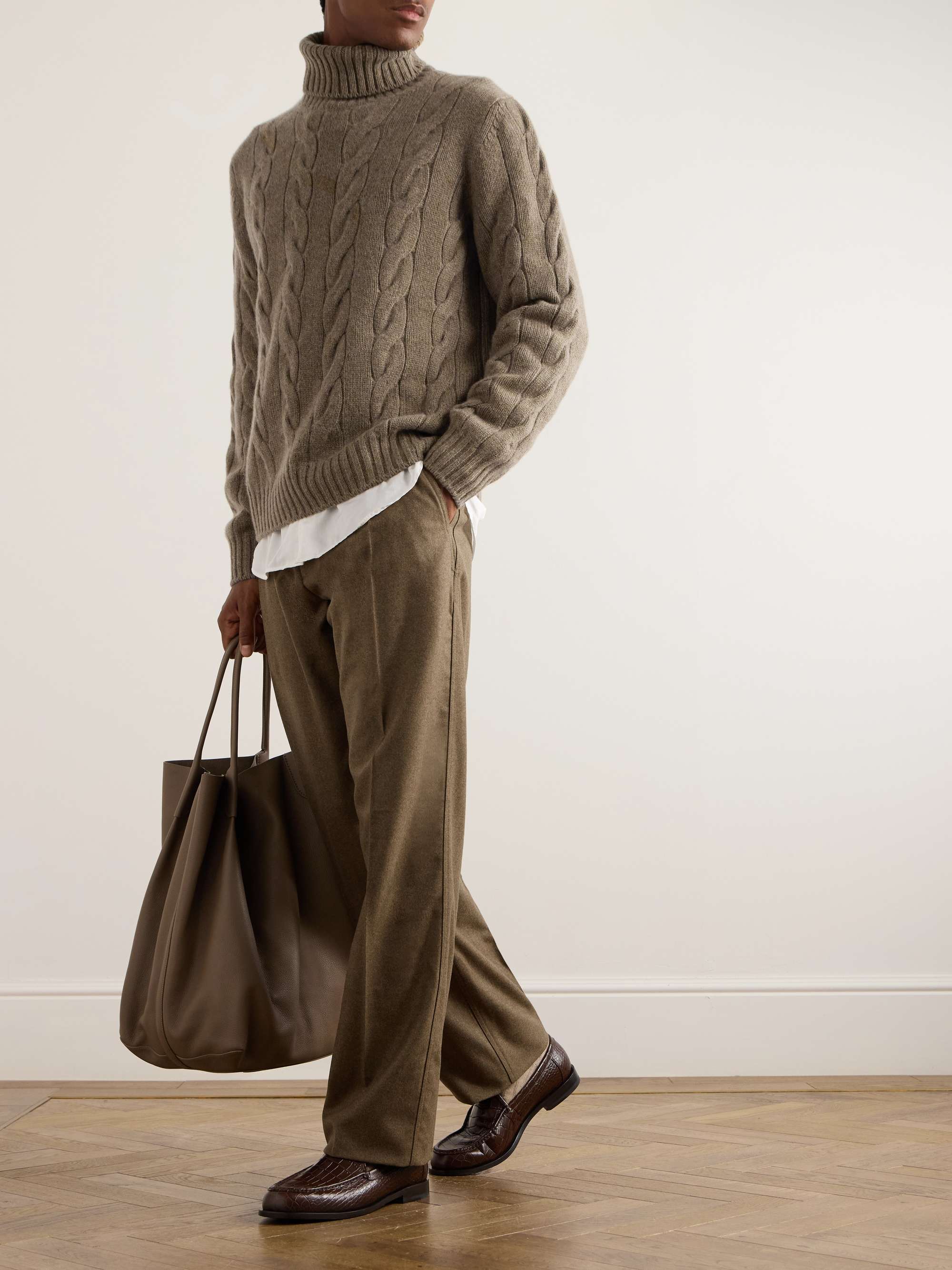 Napier Cable-Knit Cashmere Rollneck Sweater view