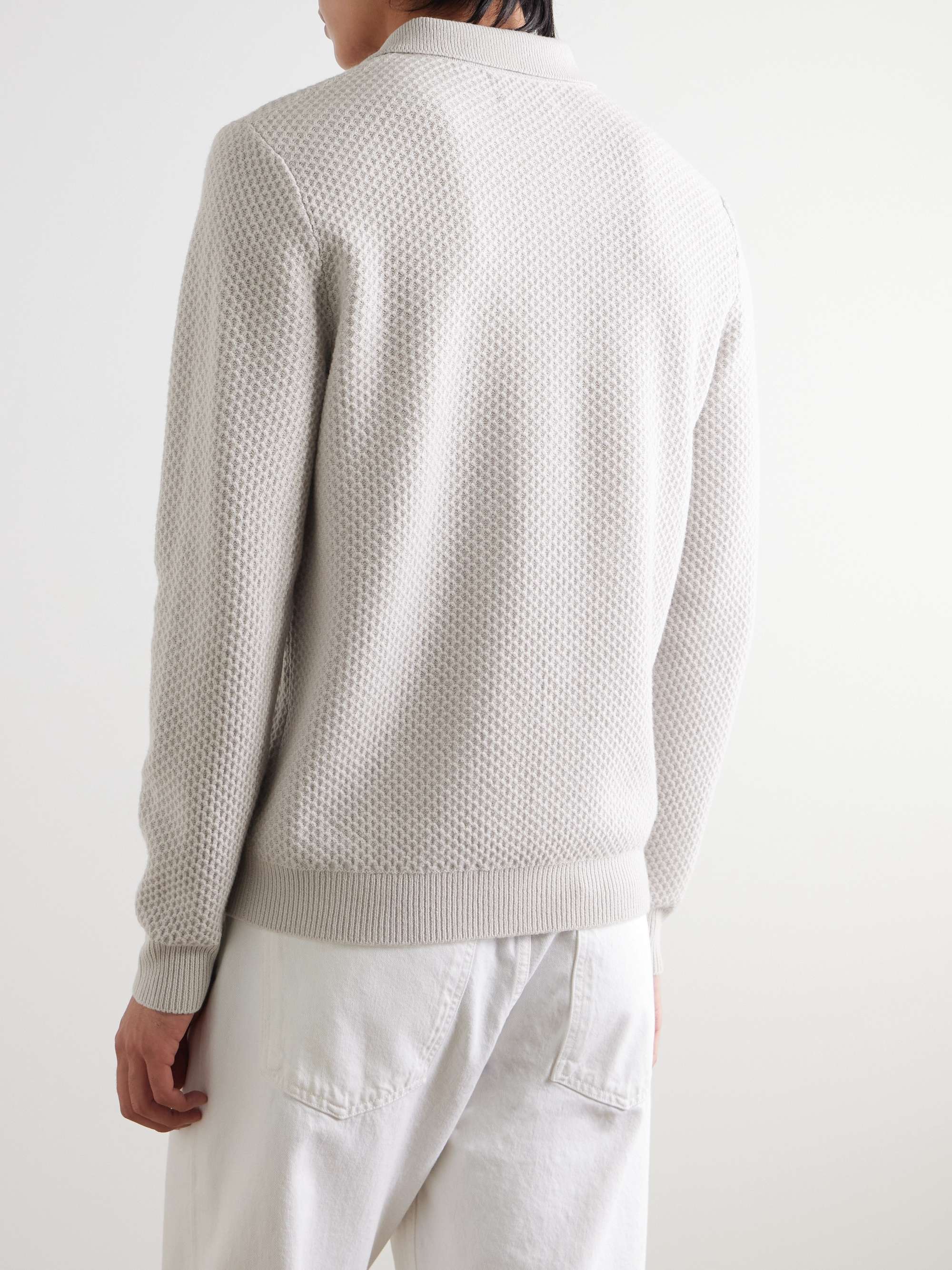 Honeycomb-Knit Wool Polo Shirt view