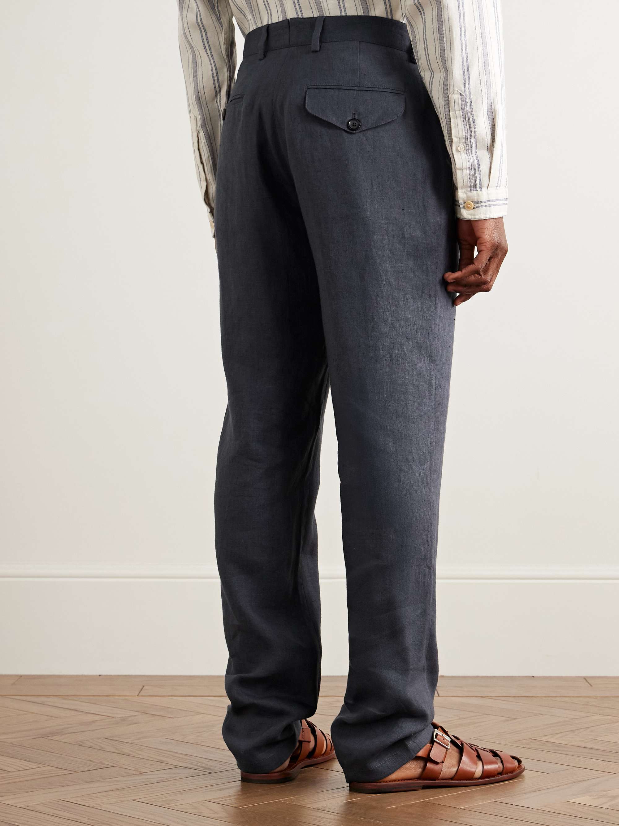 Fishtail Tapered Linen Trousers view