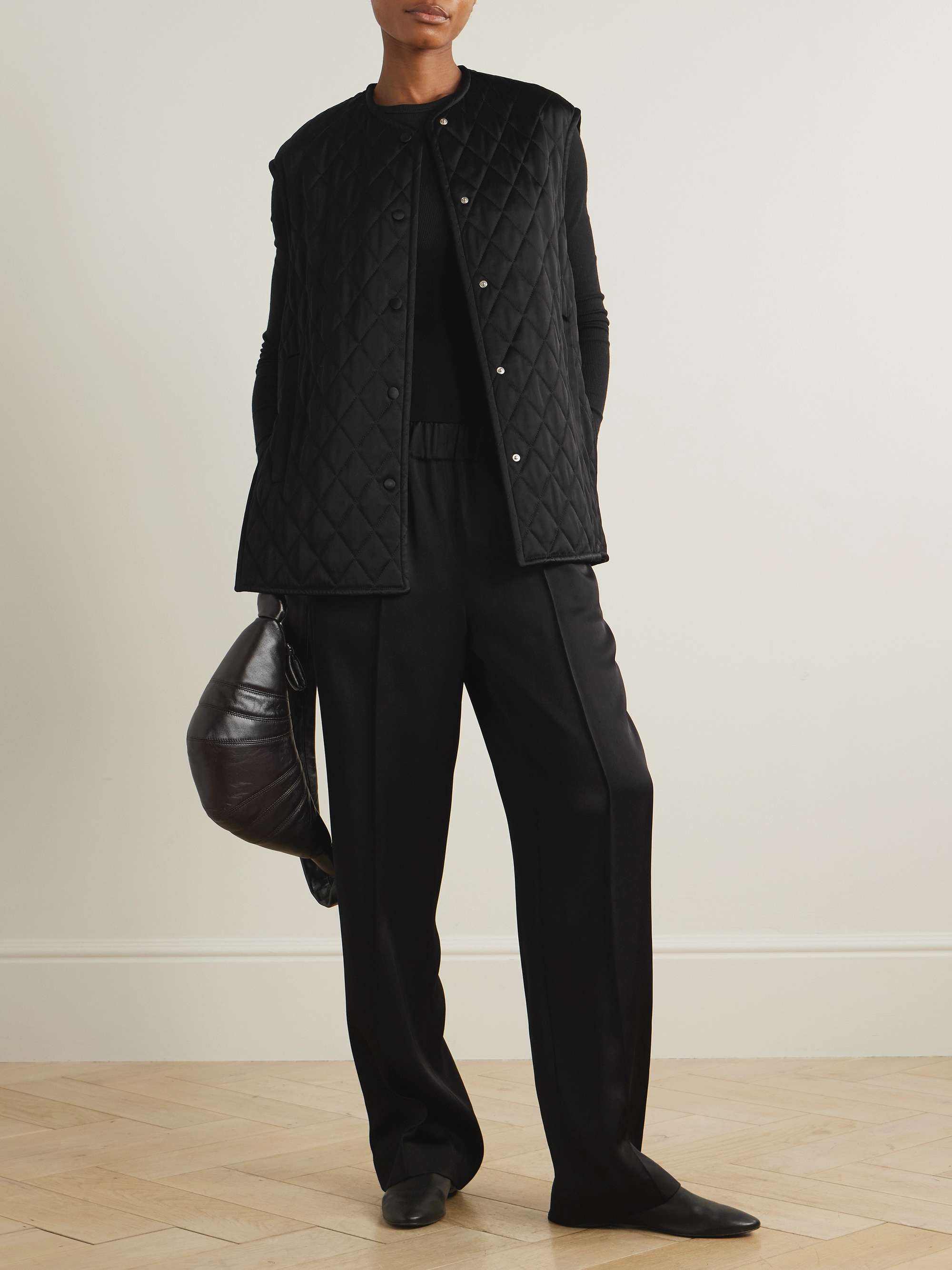 Quilted satin vest view