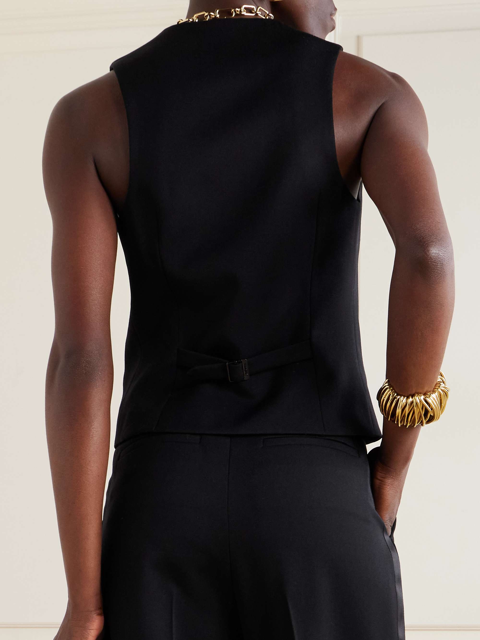 Belted grain de poudre wool vest view