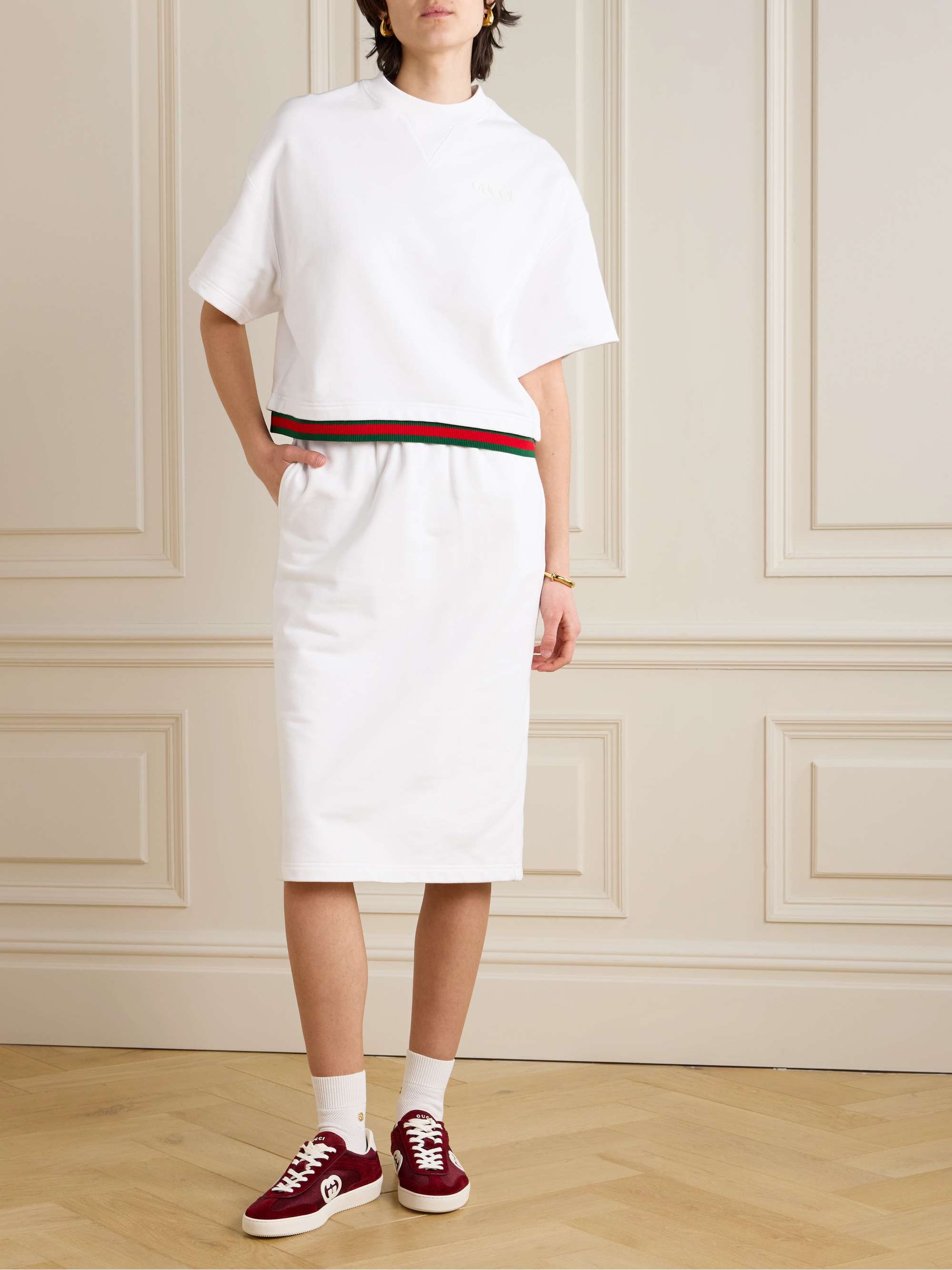 Striped cotton-jersey skirt view