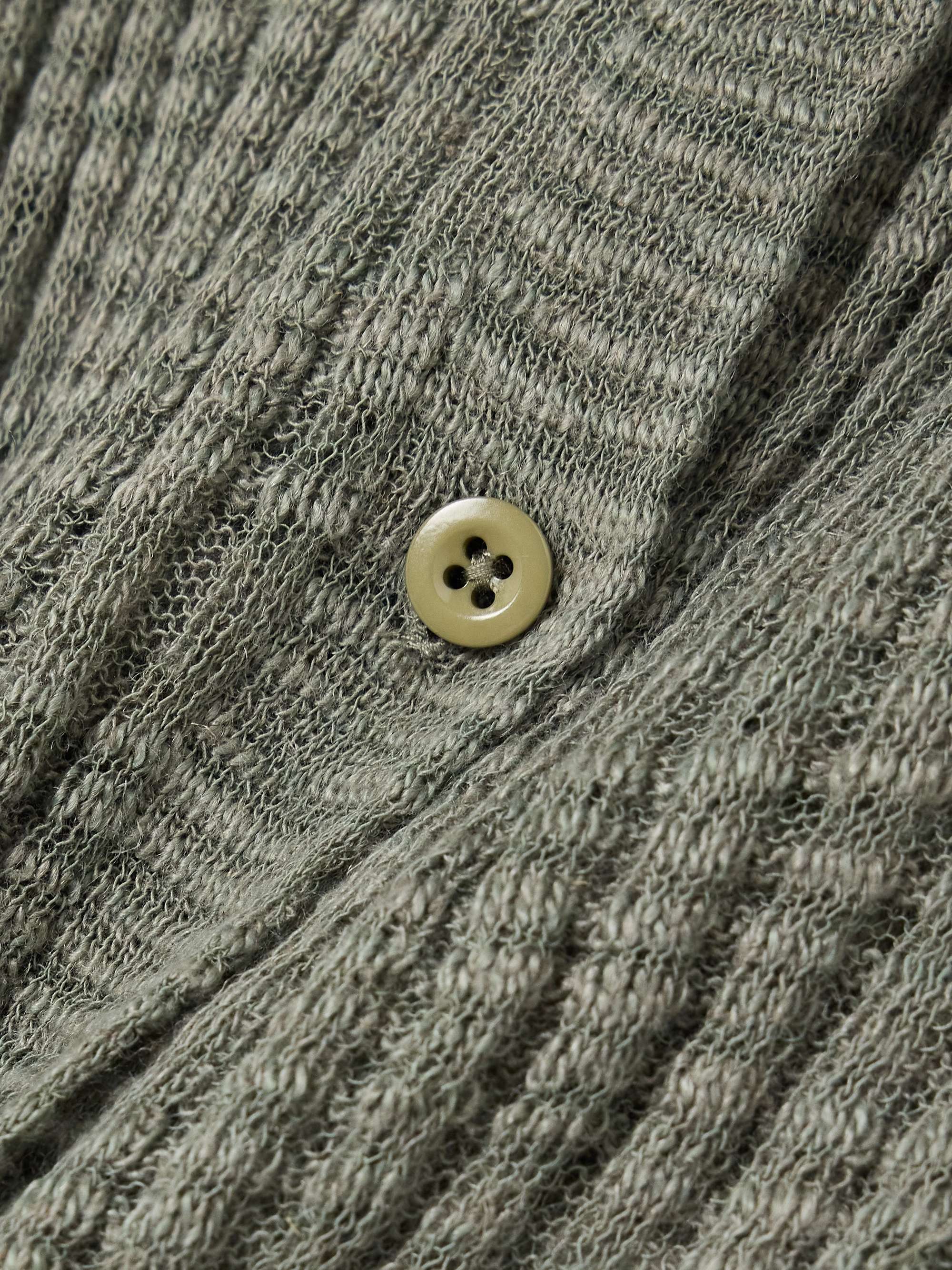 Cropped ribbed linen-blend cardigan view