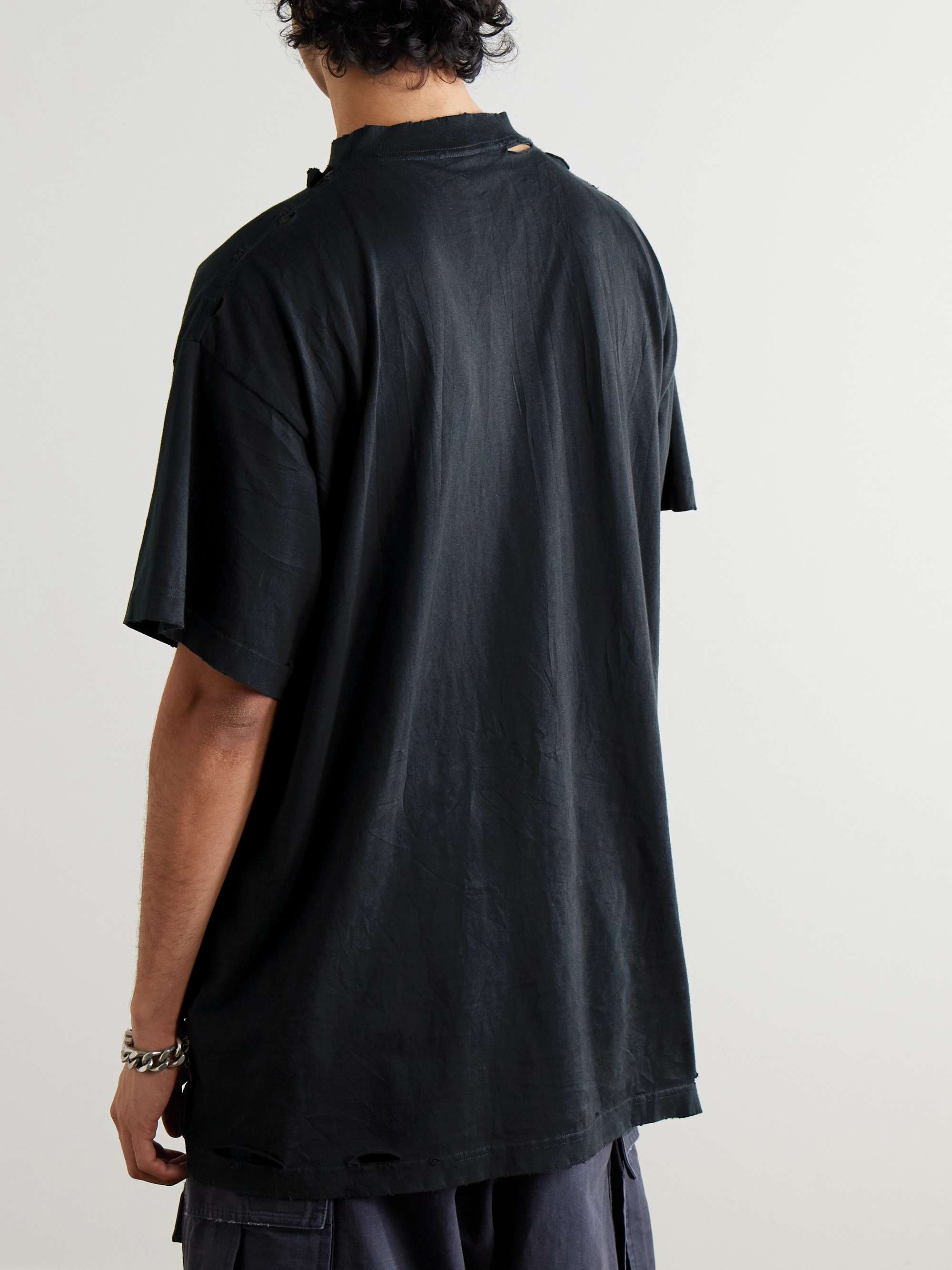 Distressed Printed Cotton-Jersey T-Shirt view