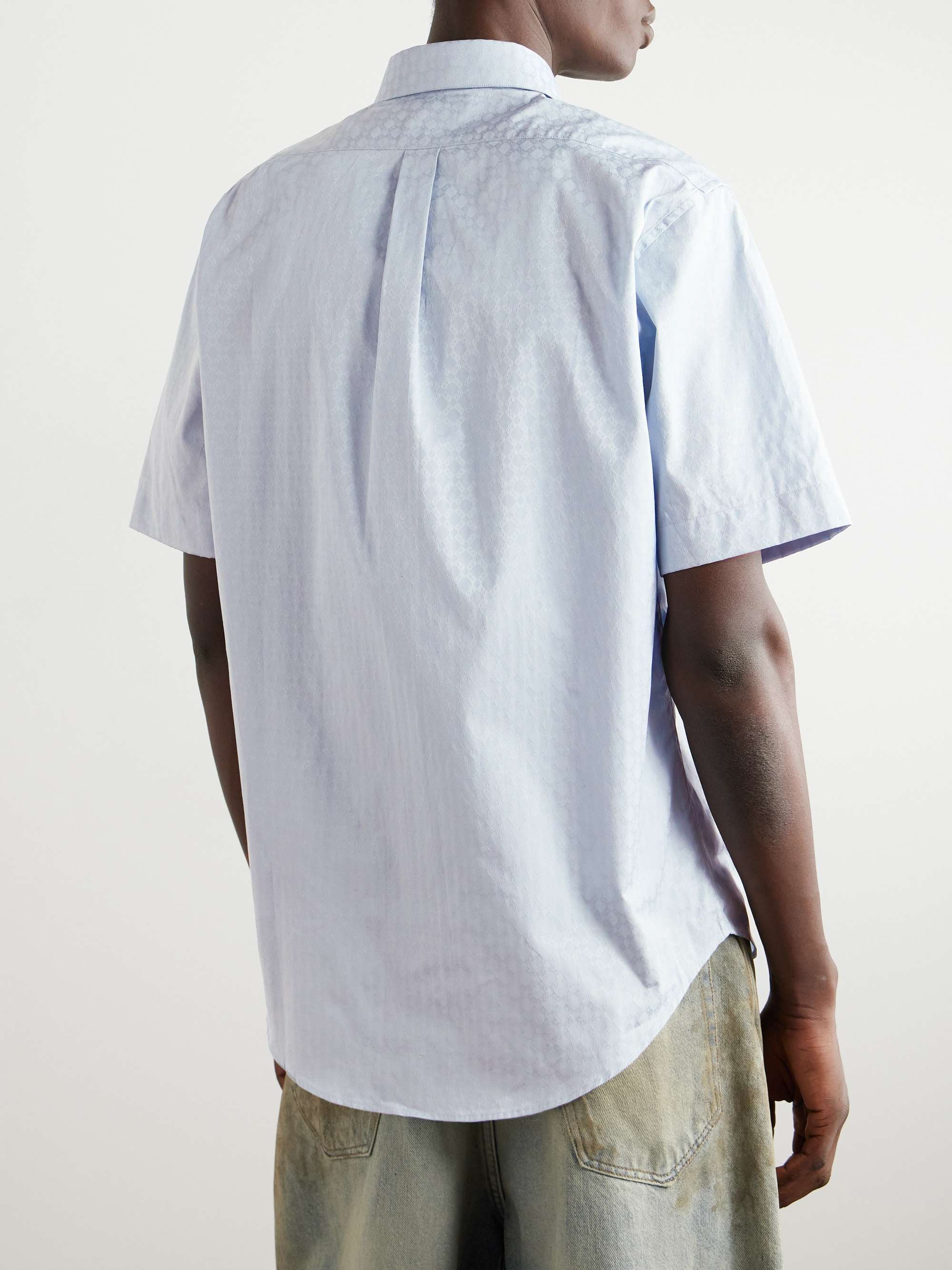 Button-Down Collar Logo-Jacquard Cotton Shirt view