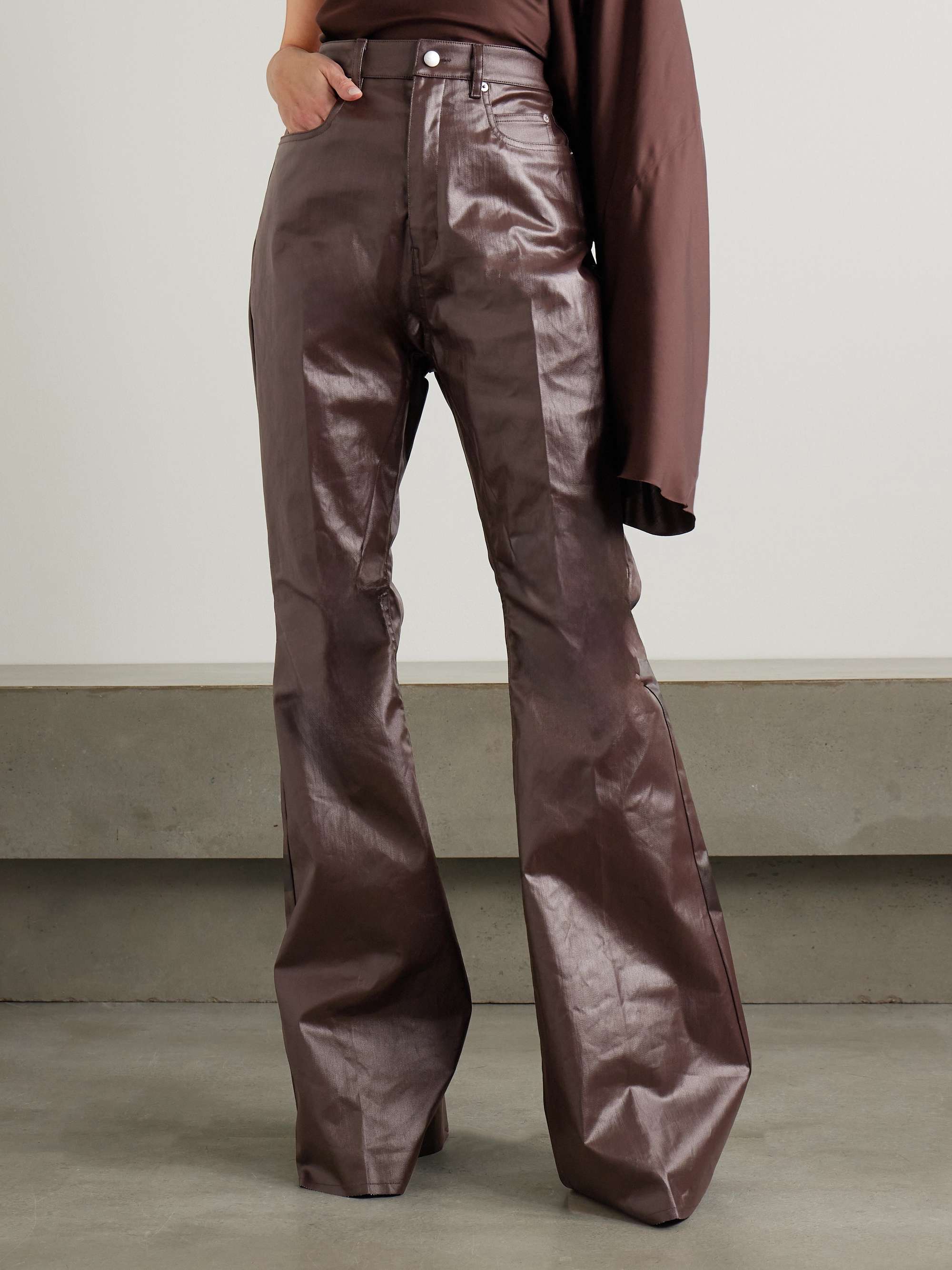 Bolan coated high-rise flared jeans view