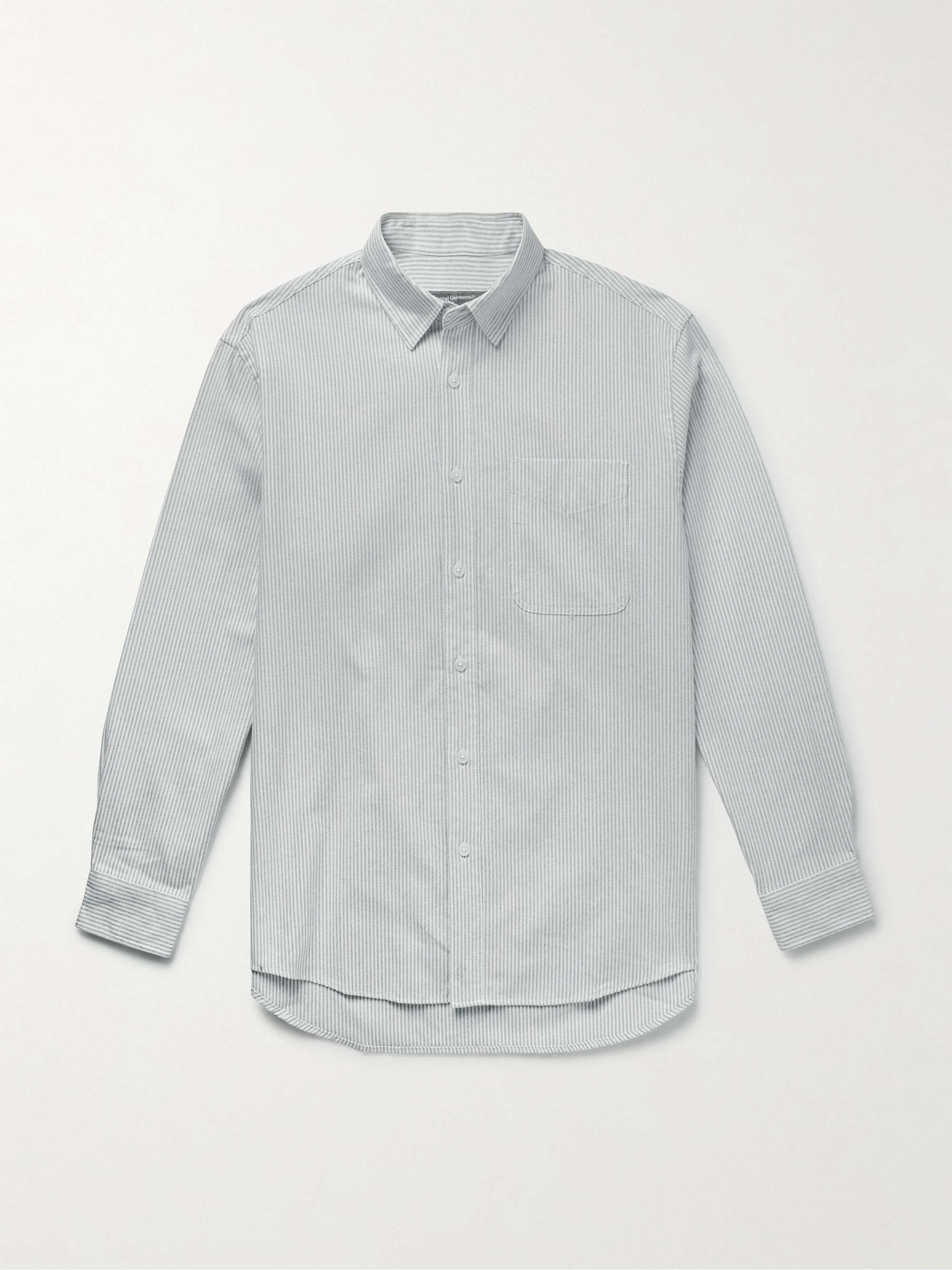Button-Down Collar Striped Cotton-Blend Oxford Shirt view