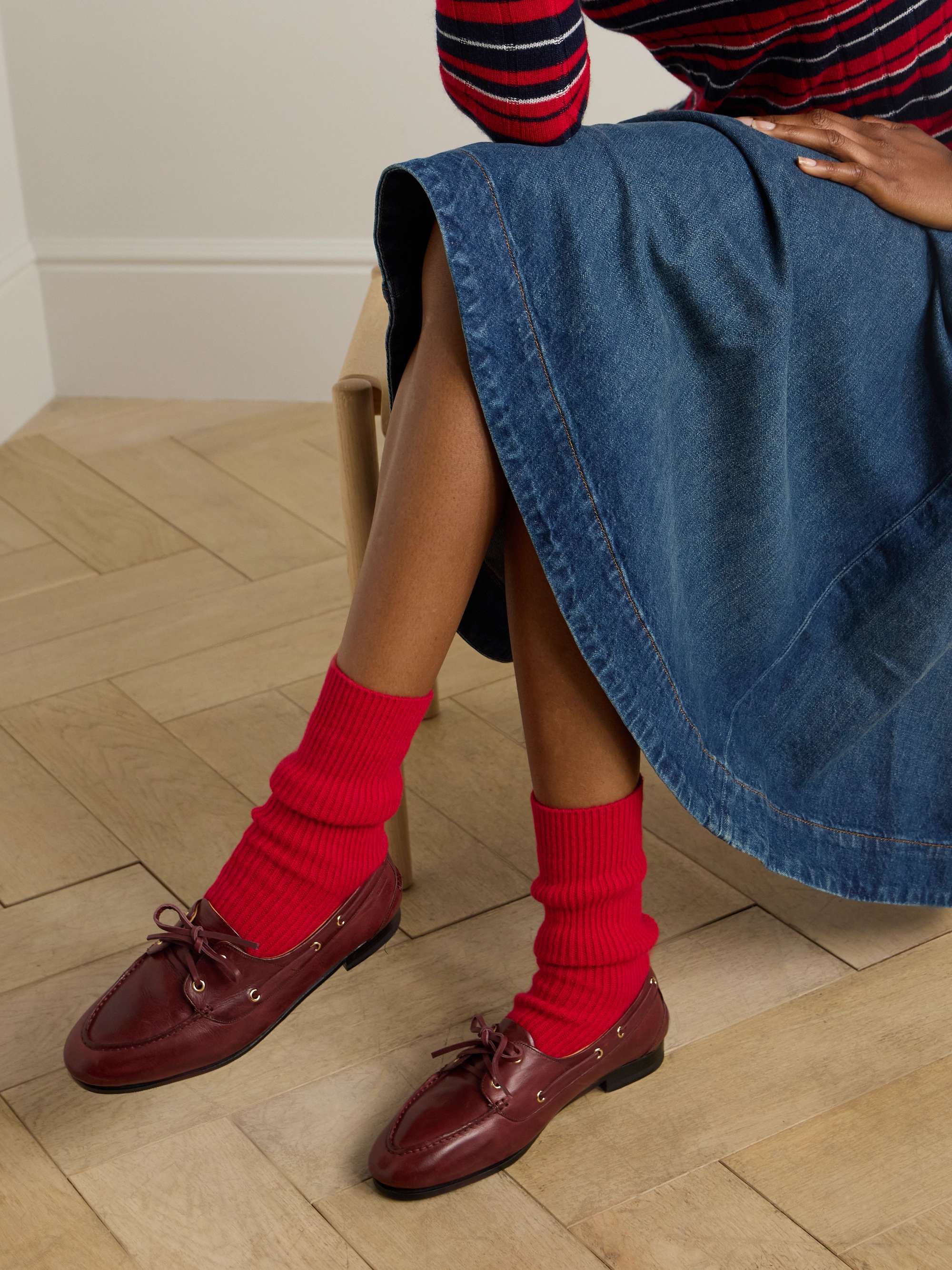Lucia set of three ribbed cashmere socks view