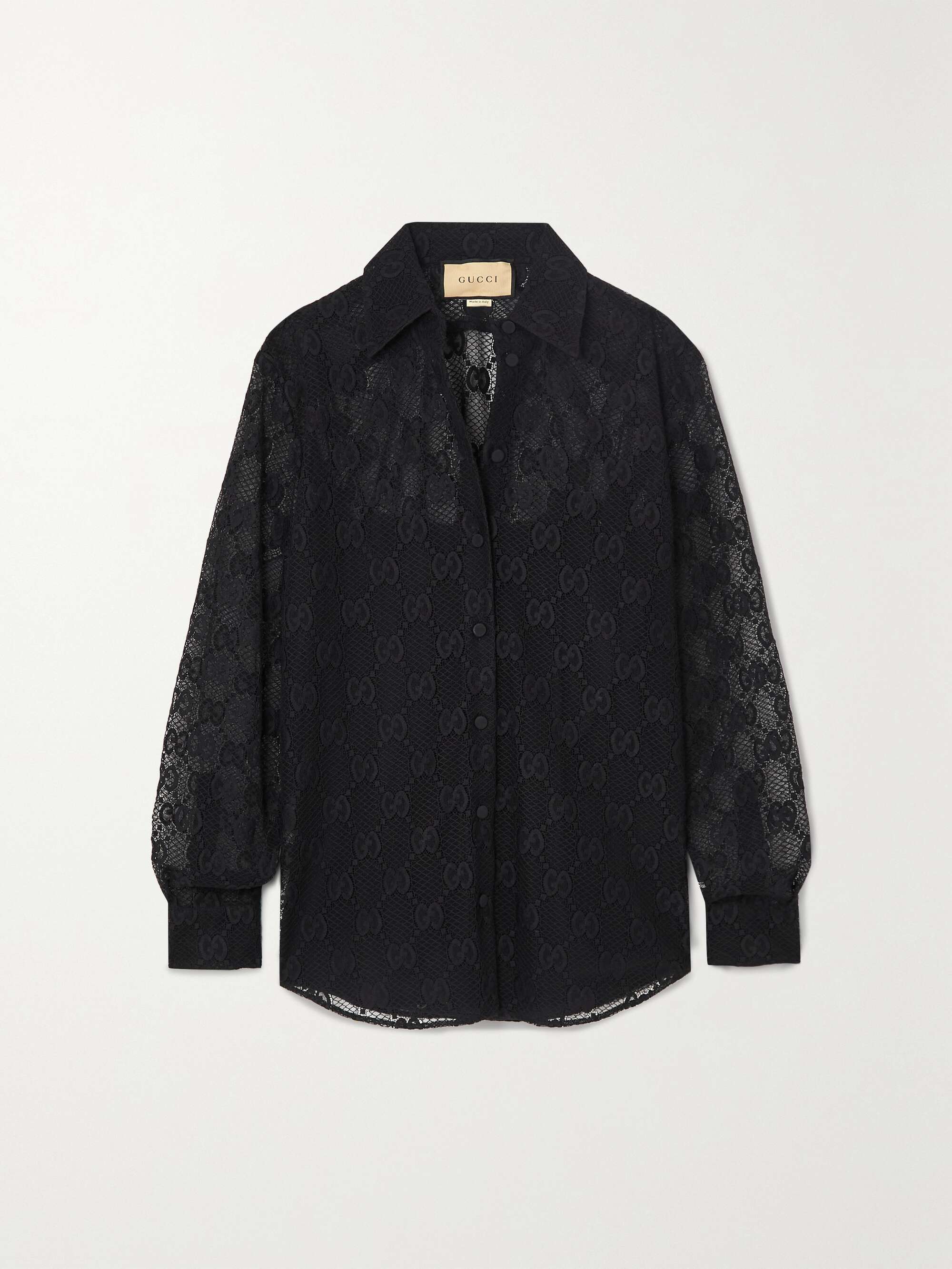 Lace and silk-satin shirt view