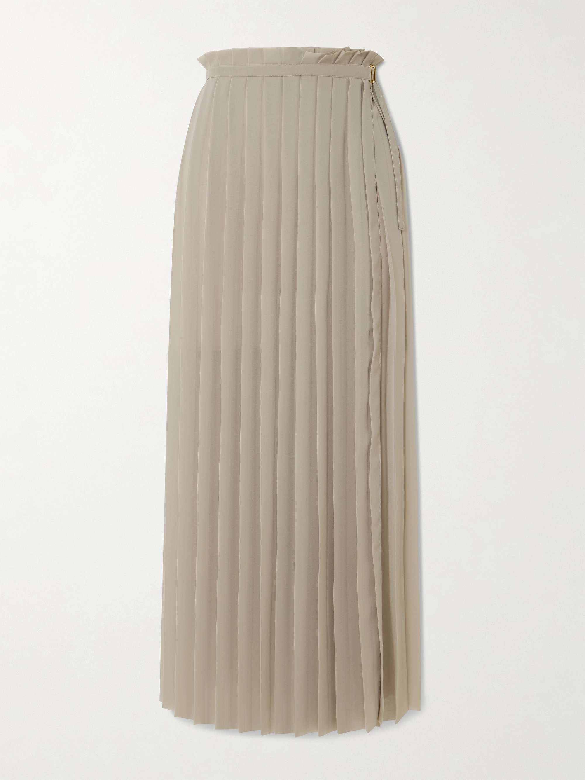 Belted pleated crepe maxi skirt view
