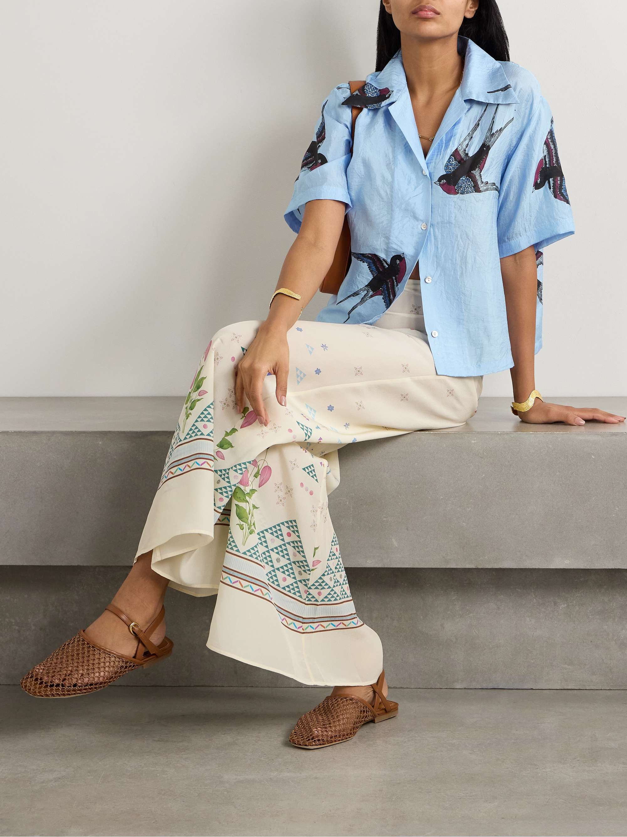 Stevie printed crinkled-silk shirt view