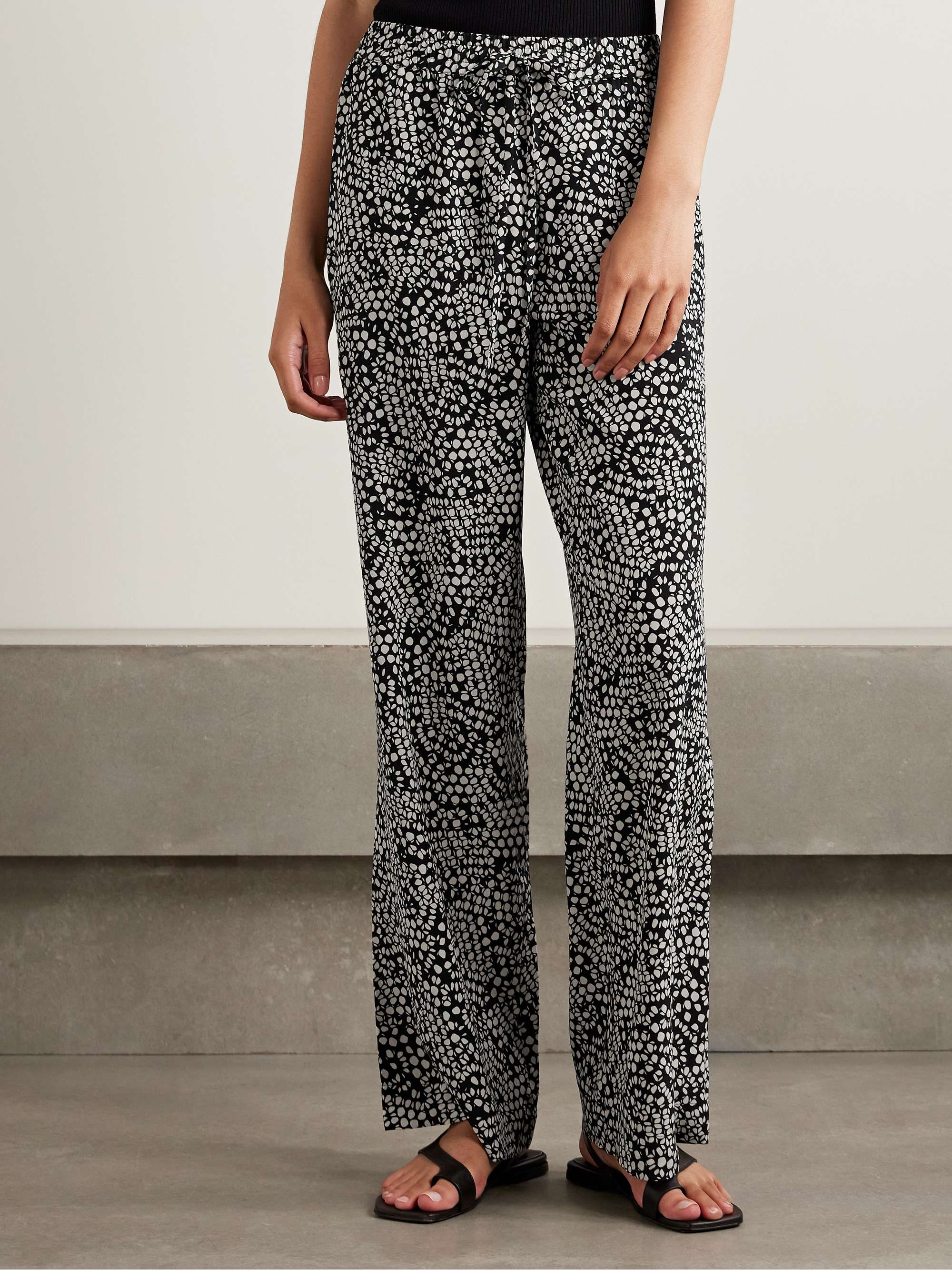 Polka-dot silk crepe de chine track pants view