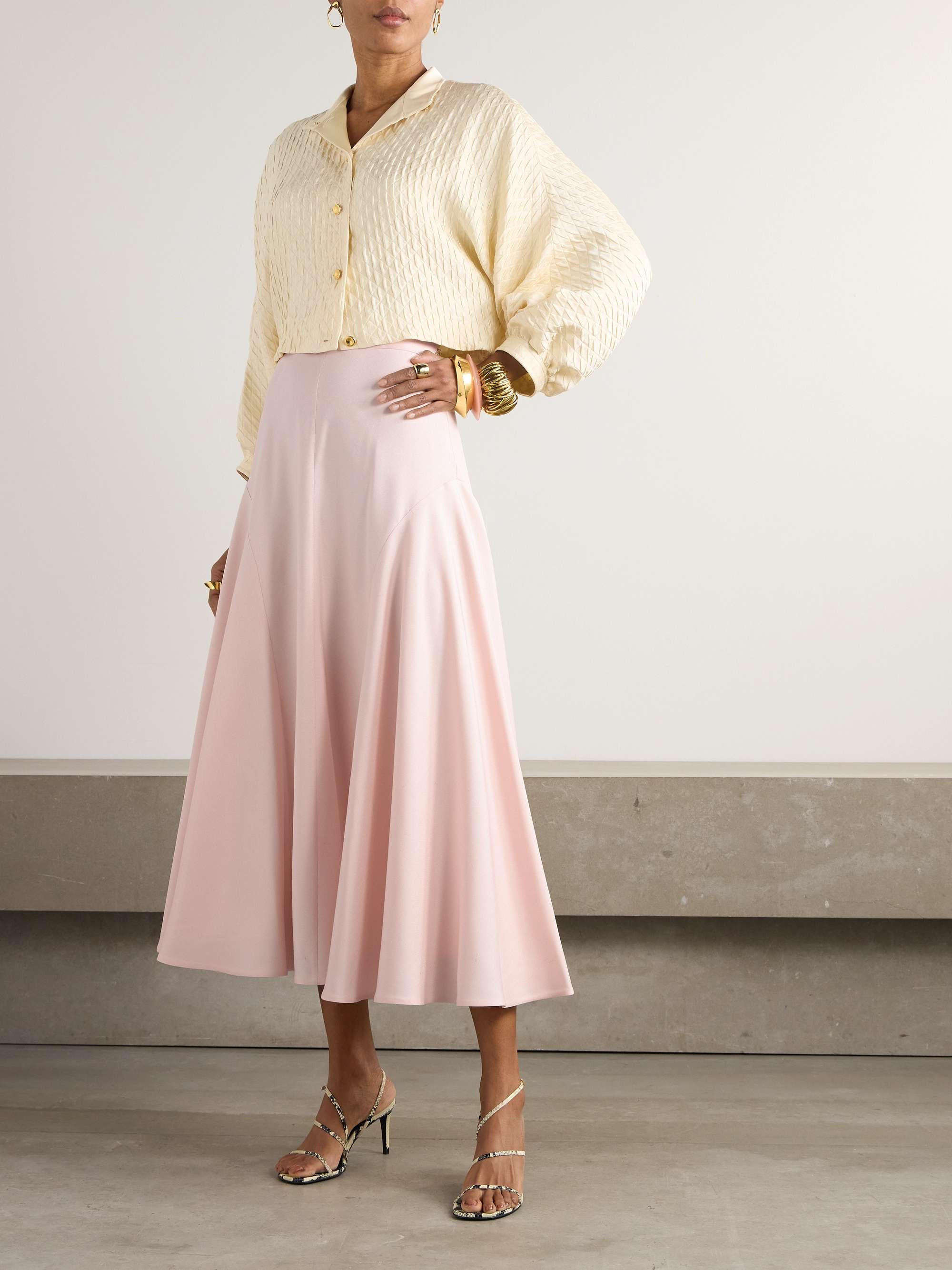 Giustina paneled silk midi skirt view