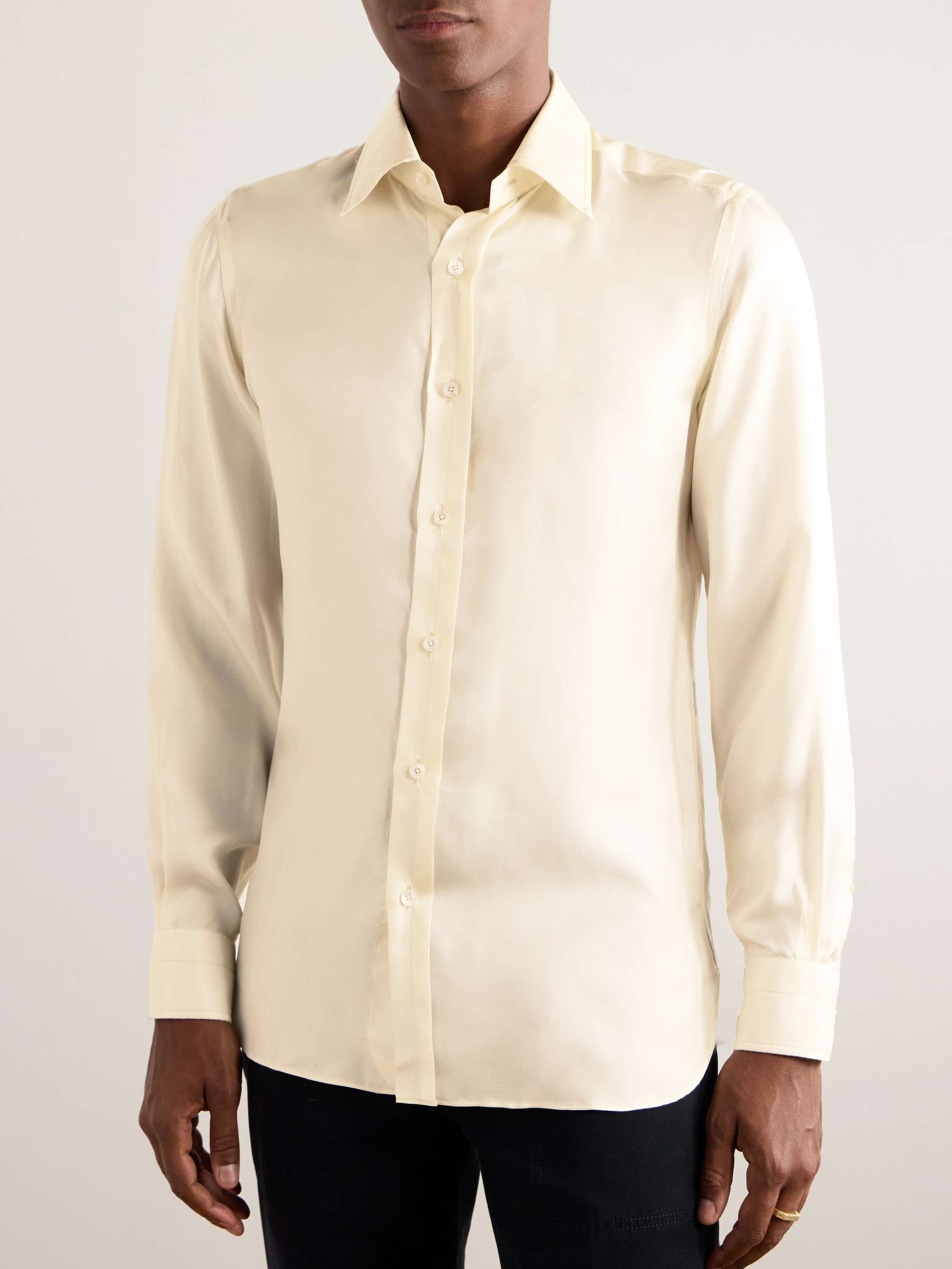 Slim-Fit Silk-Twill Shirt view