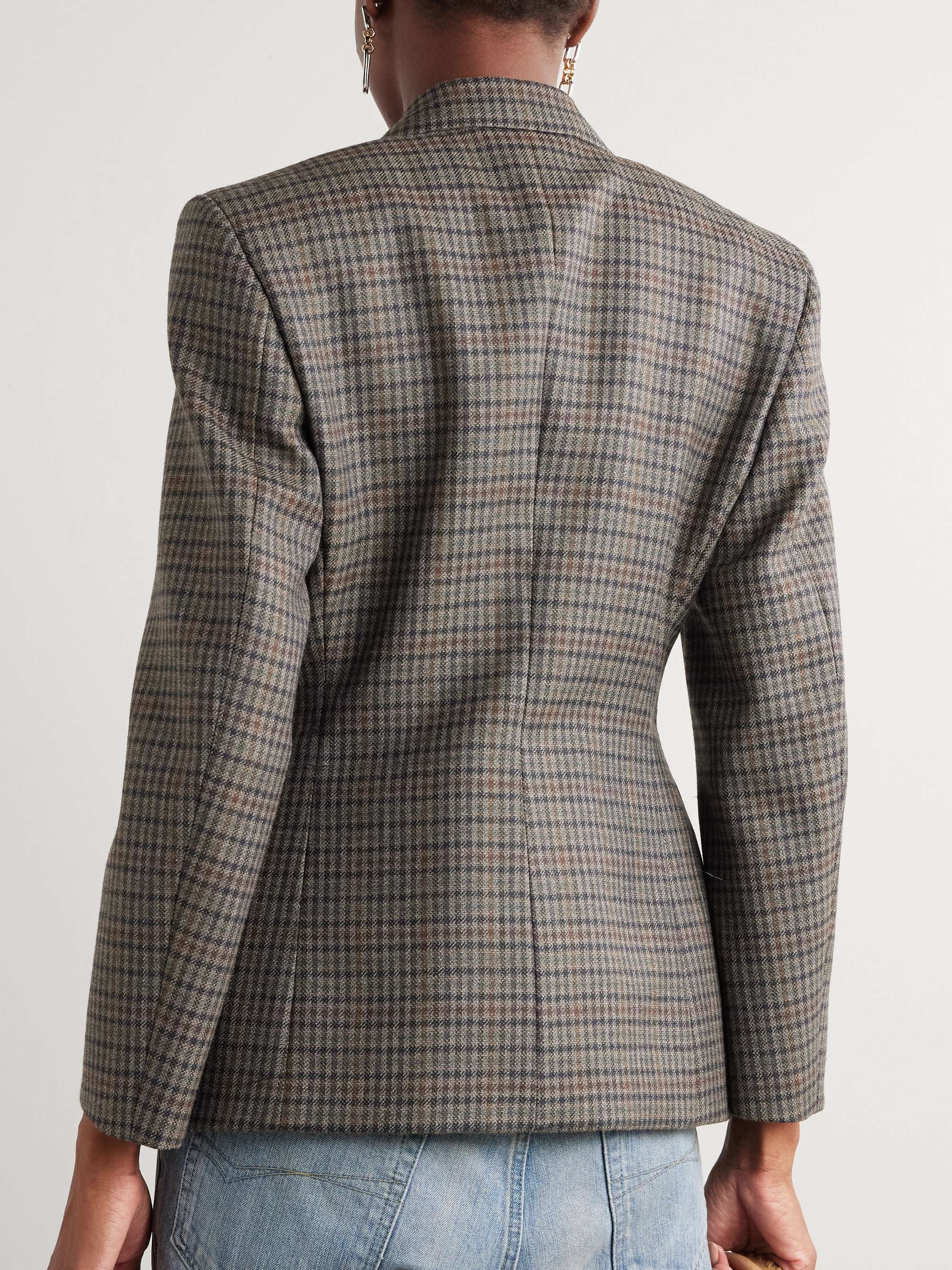 Checked padded wool blazer view