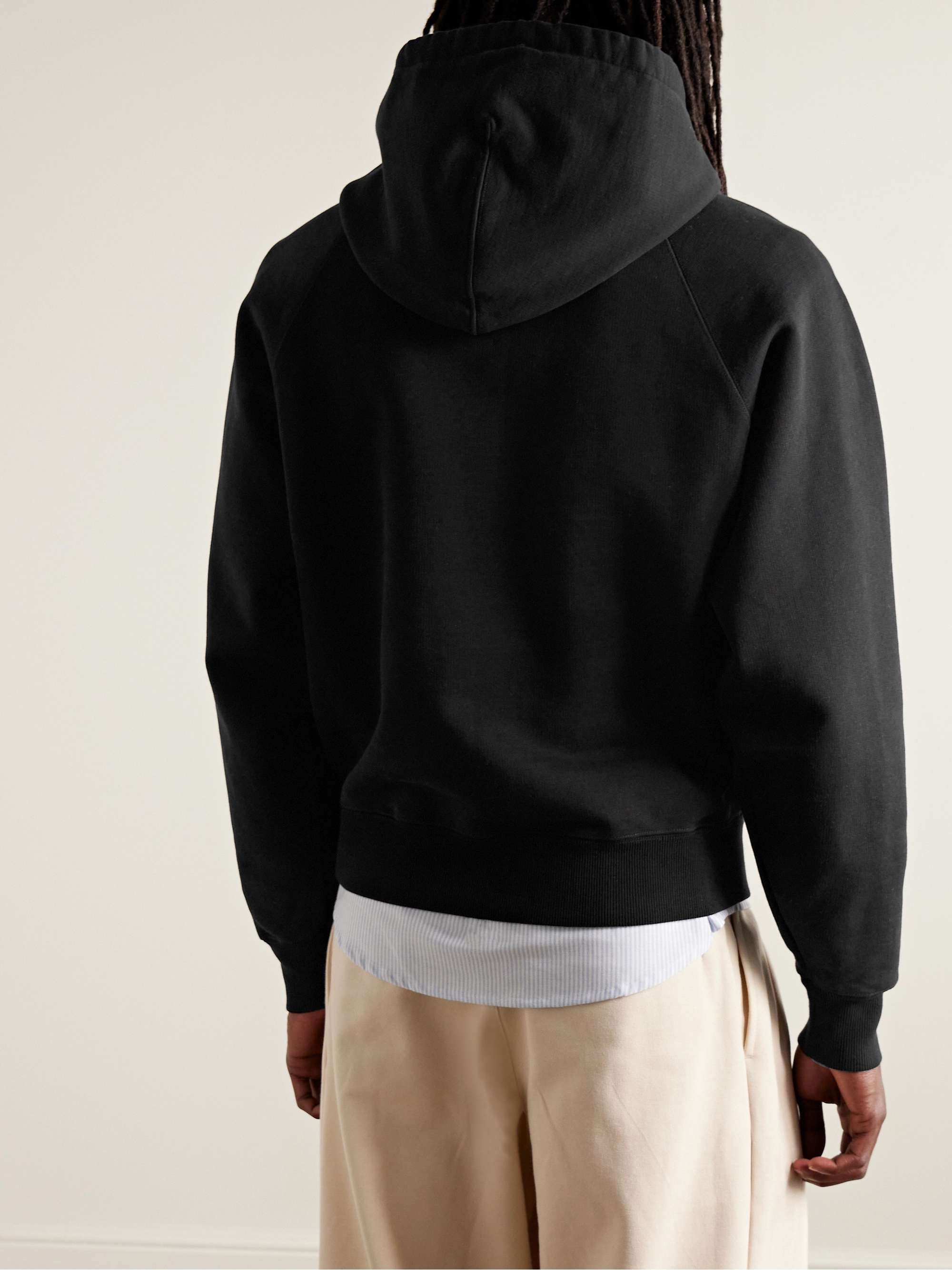 Logo-Embroidered Organic Cotton-Blend Jersey Hoodie view