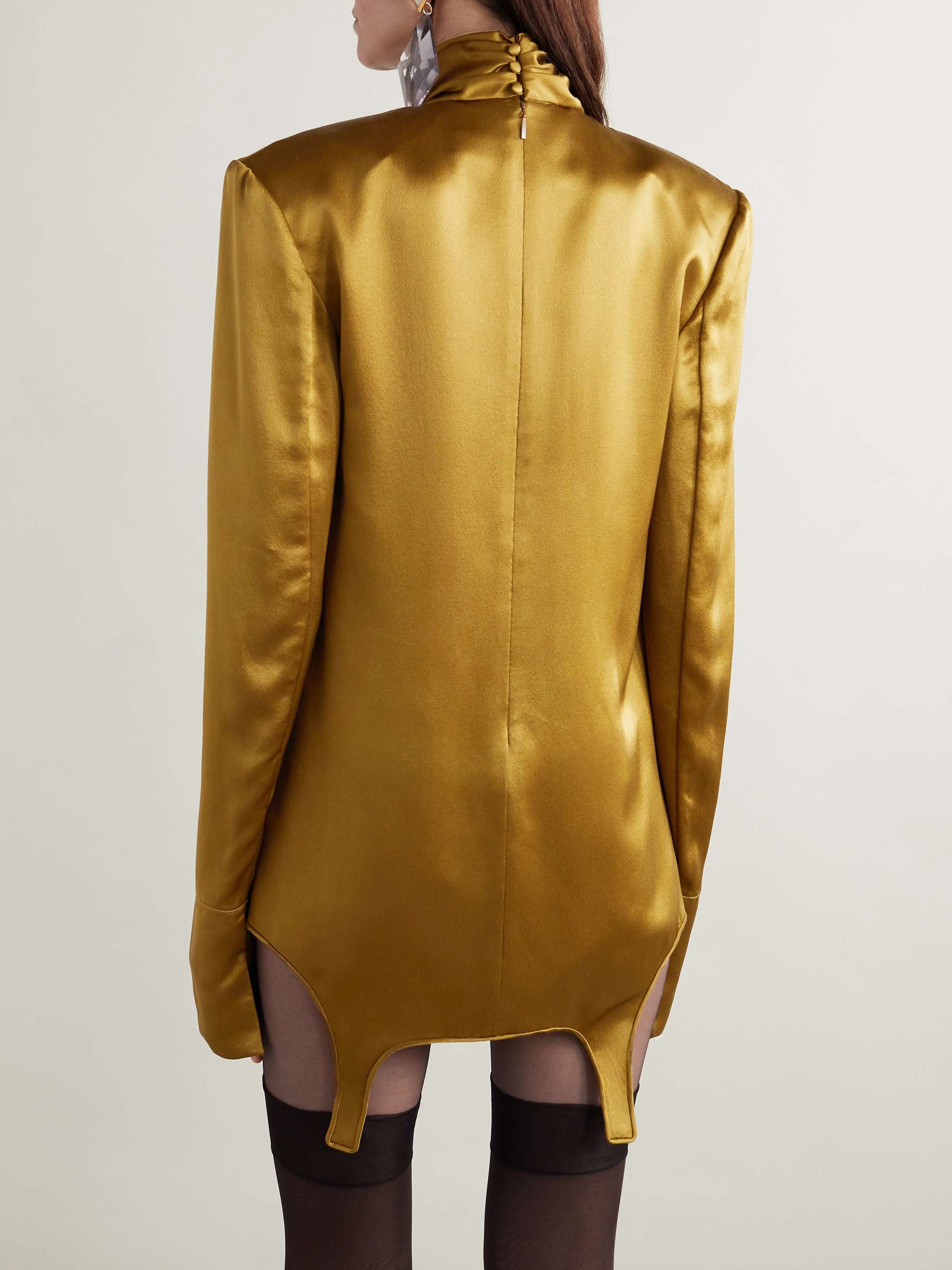 Twisted silk-satin turtleneck mini dress view
