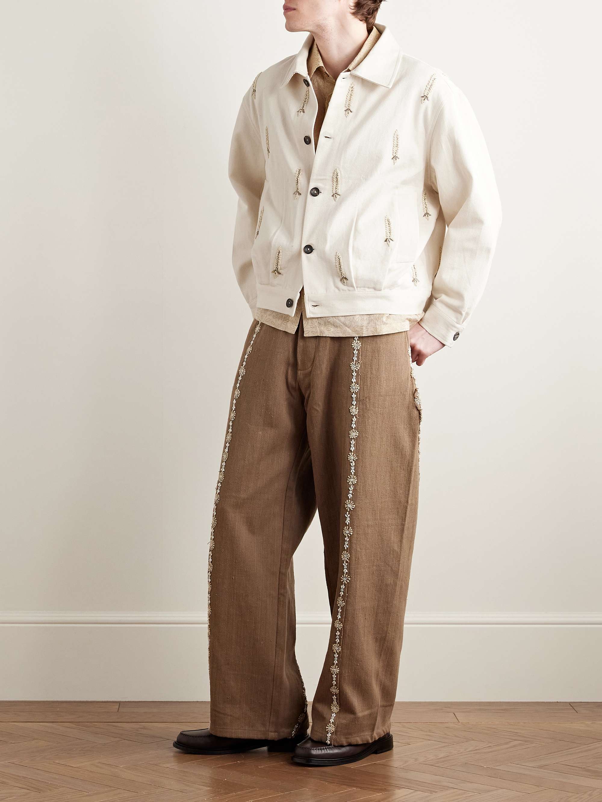 Embellished Embroidered Cotton-Twill Jacket view