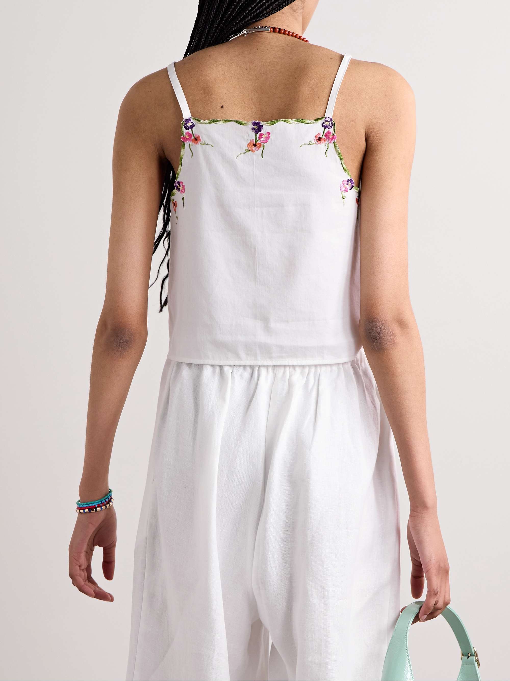 Garden embroidered cotton tank view