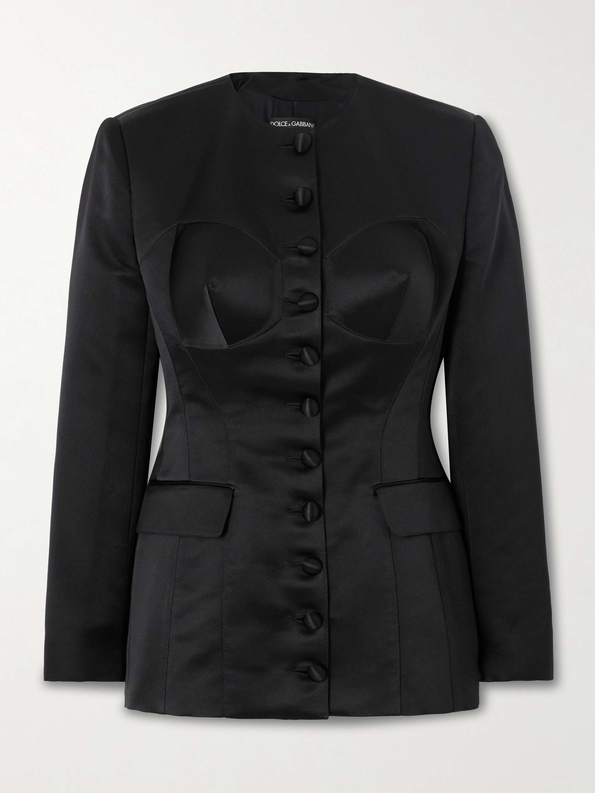 Padded silk-satin blazer view