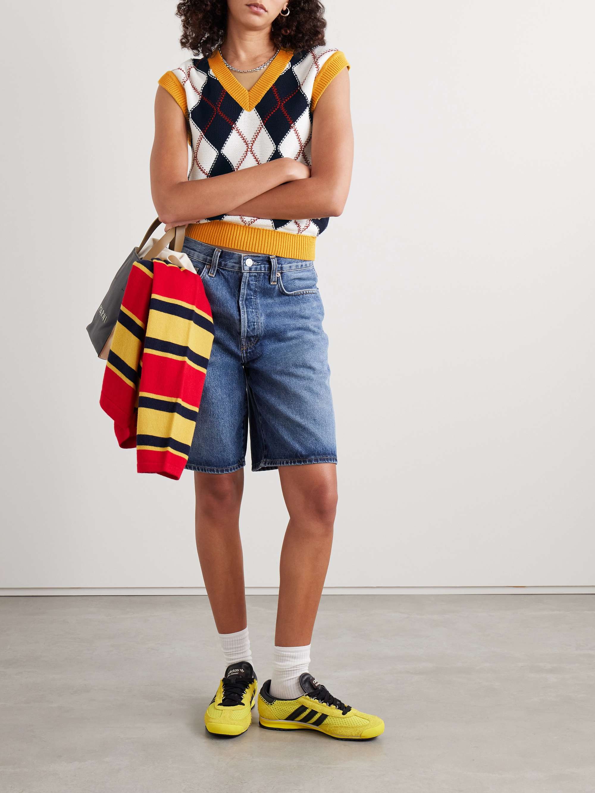Argyle cotton-jacquard vest view